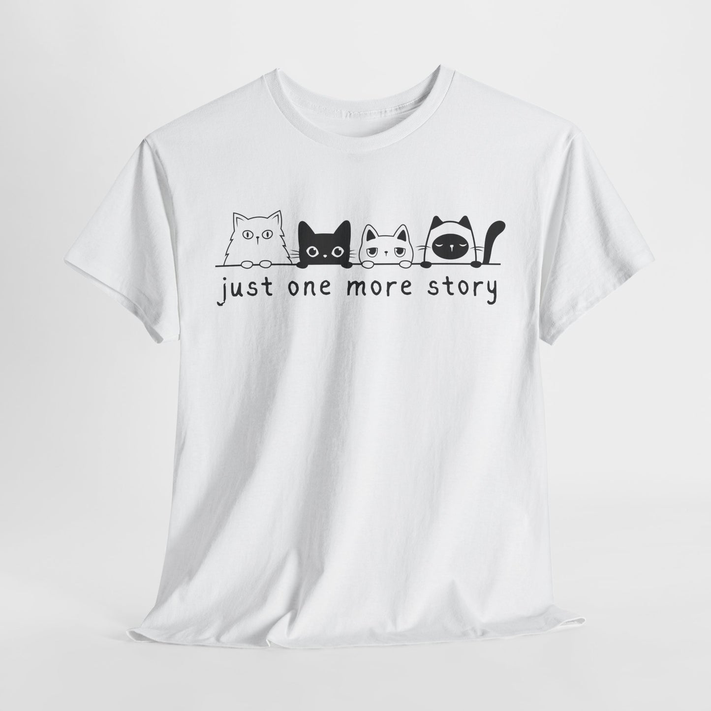 Teen/Adult Unisex Just One More Story Tee β Feline Readers Unite