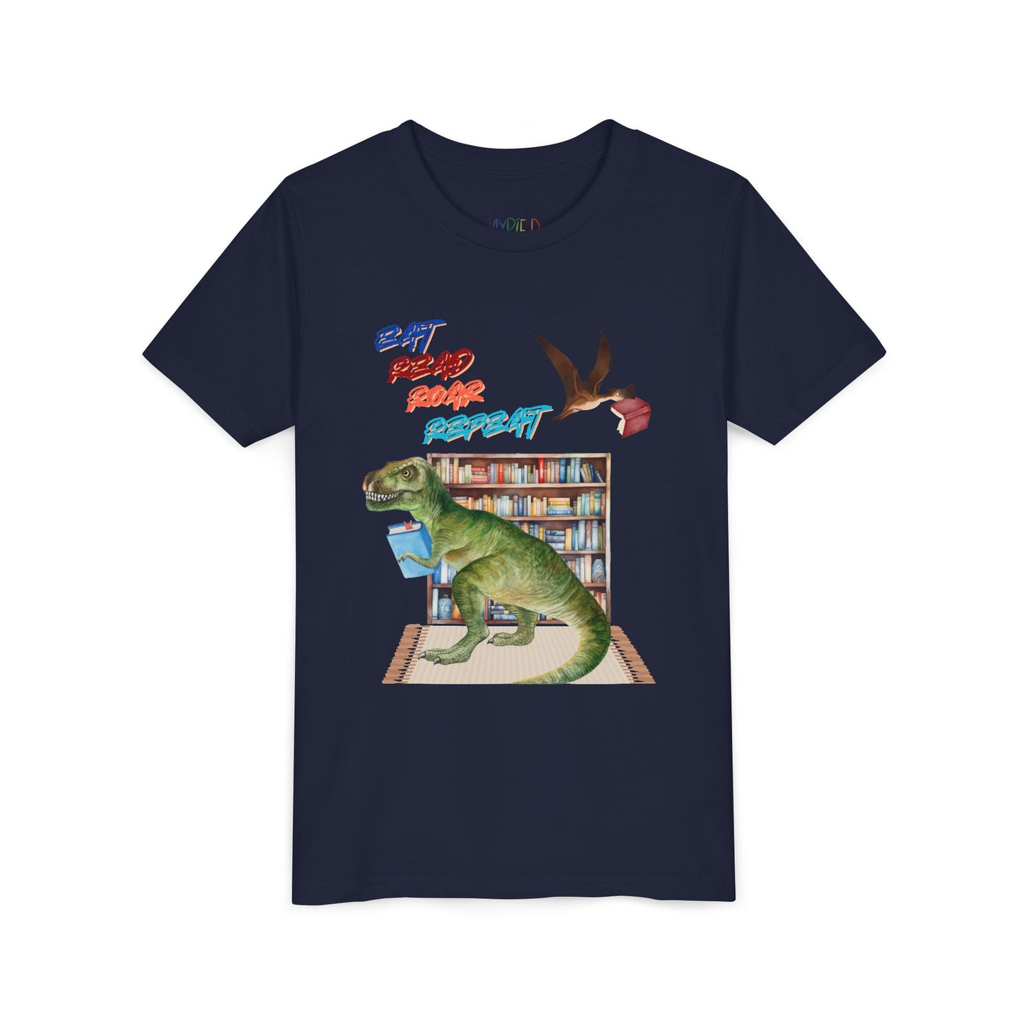 Youth Eat Read Roar Repeat Tee – Dino Book Lover Shirt for Relentless Readers