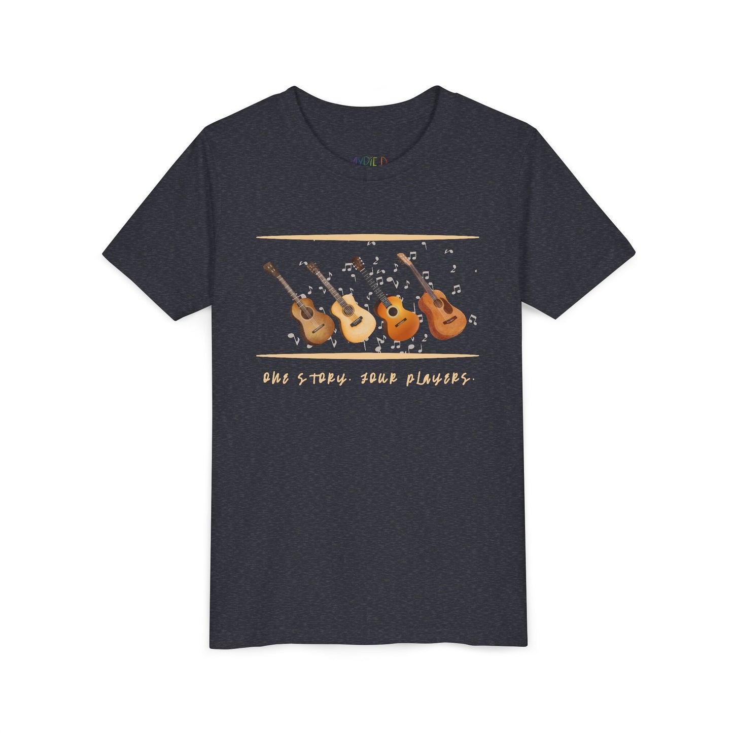 Youth One Story. Four Players. Tee β Guitar Ensemble Shirt for Collaborative Creatives (Words Edition)