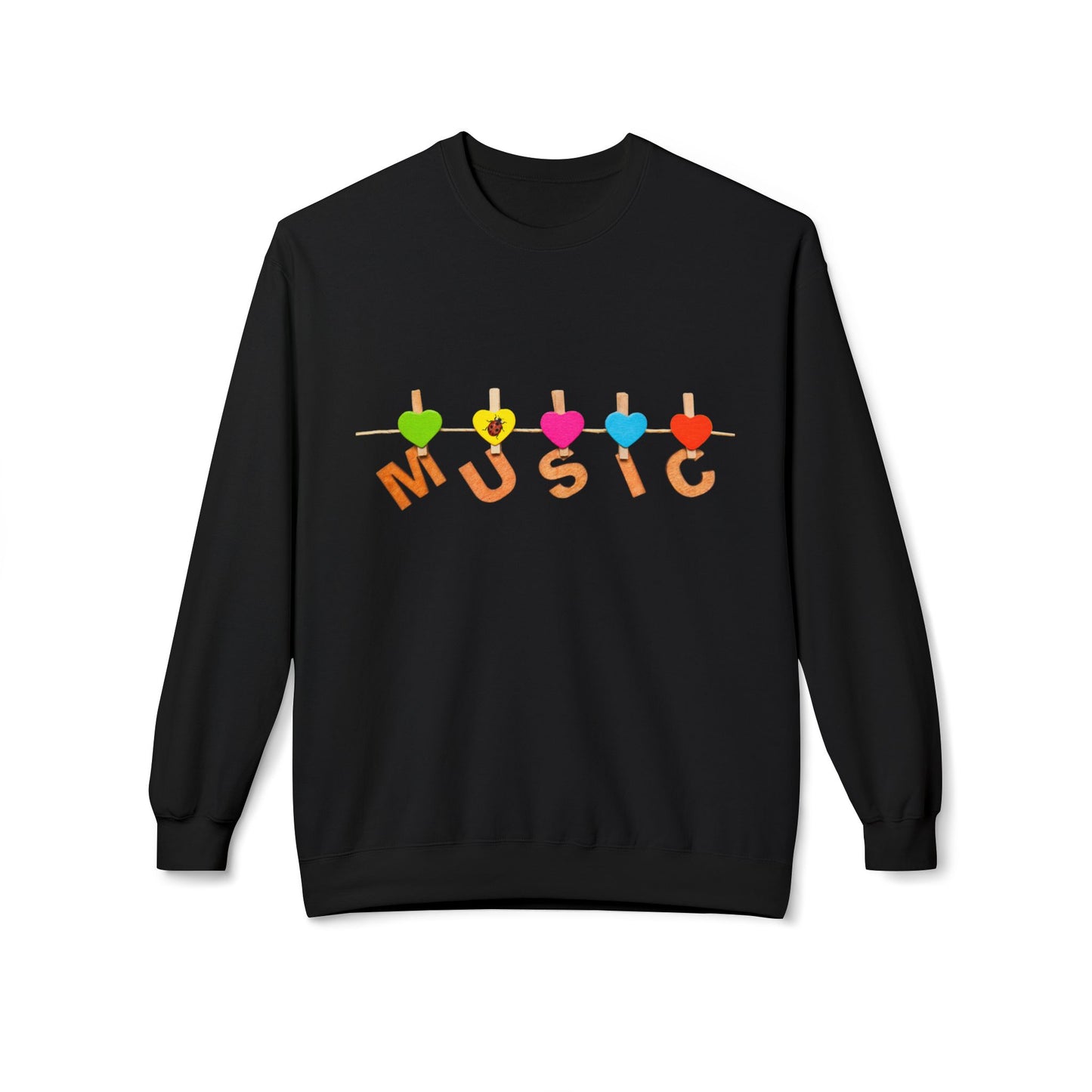 Teen/Adult Unisex Music Sweatshirt β Colorful Heartstring Design for Musicians and Music Lovers
