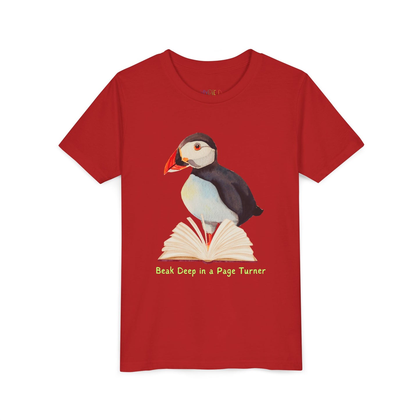 Youth Beak Deep in a Page Turner Tee – Puffin Reading Shirt for Focused Little Bookworms