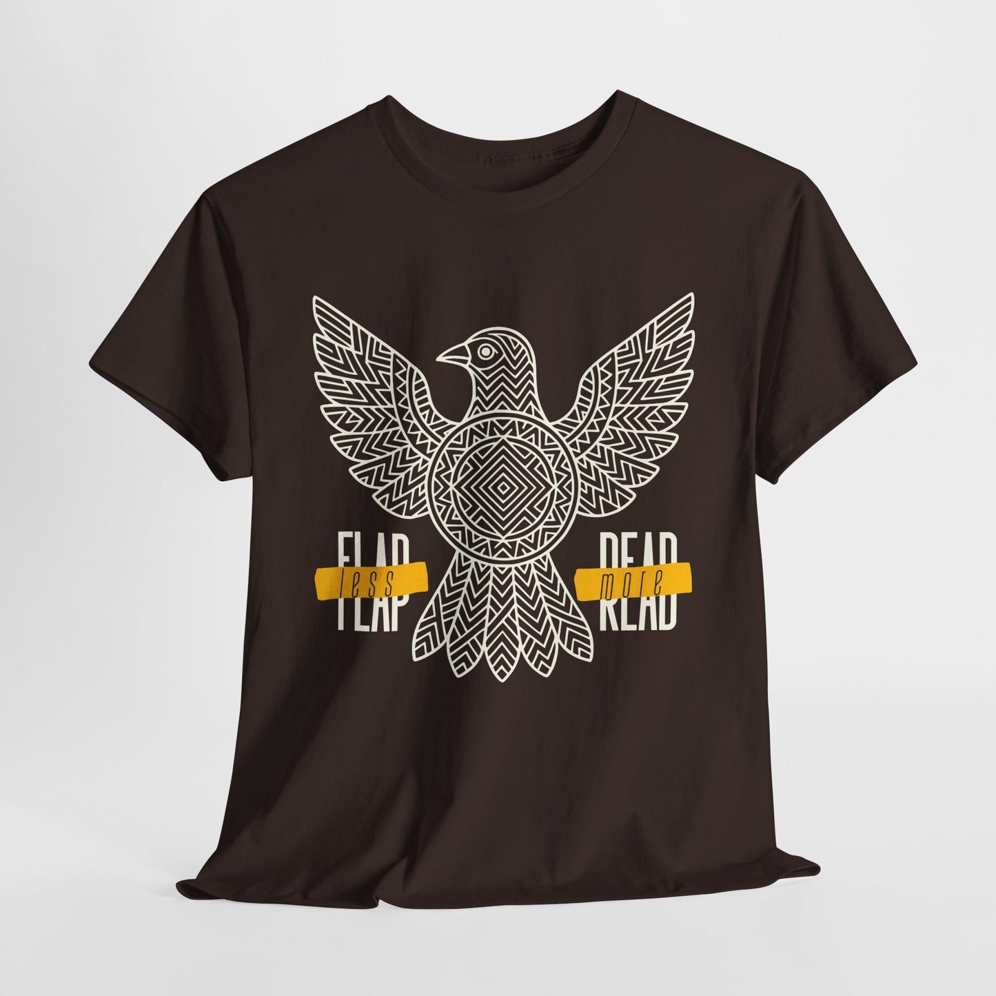 Teen/Adult Unisex β Flap Less Read More Tee β Geometric Bird Book Shirt