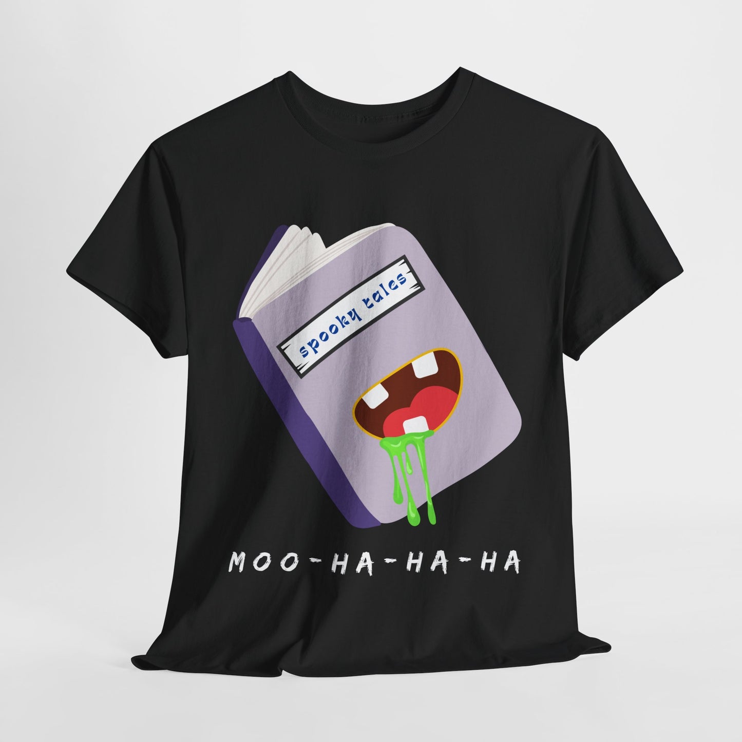 Teen/Adult Unisex Moo-Ha-Ha-Ha β Spooky Tales Monster Book Tee