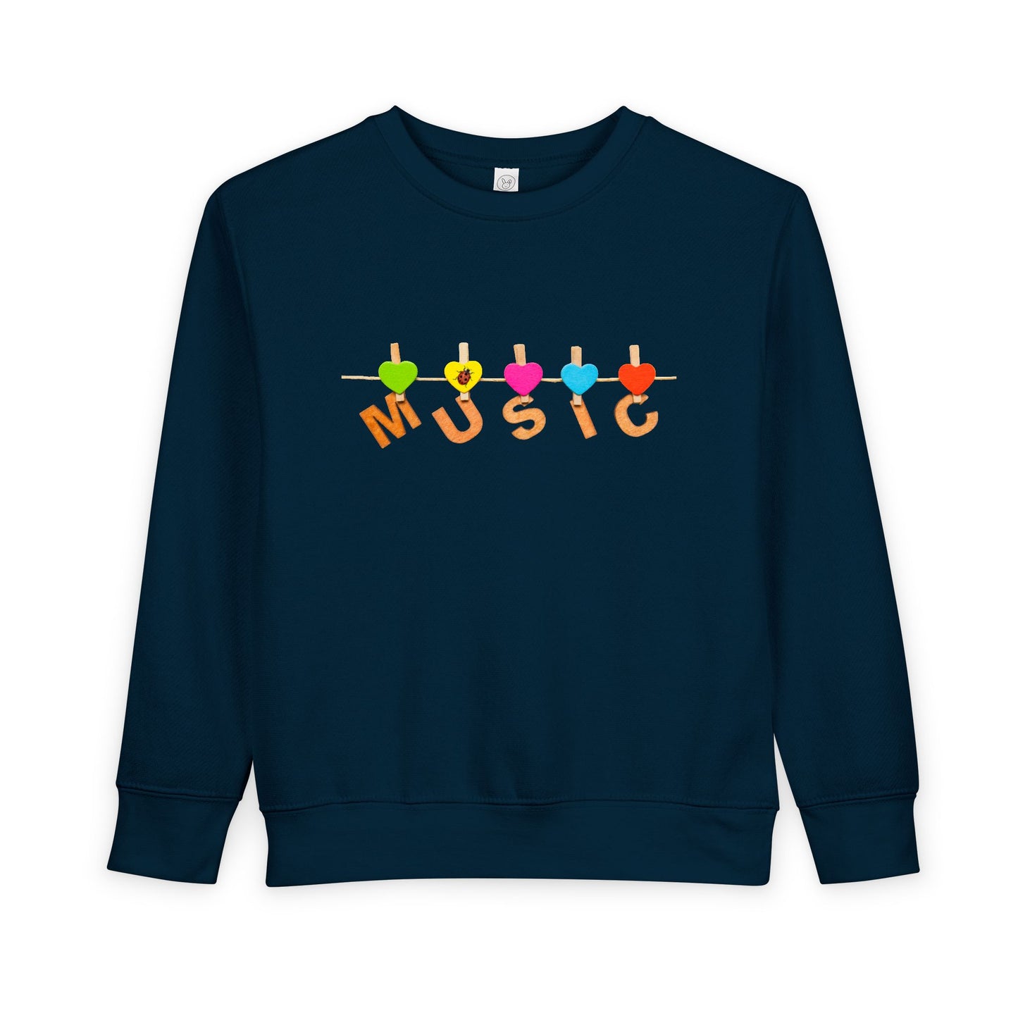 Toddler Music Love Sweatshirt – Colorful Heart Notes Crewneck for Little Performers