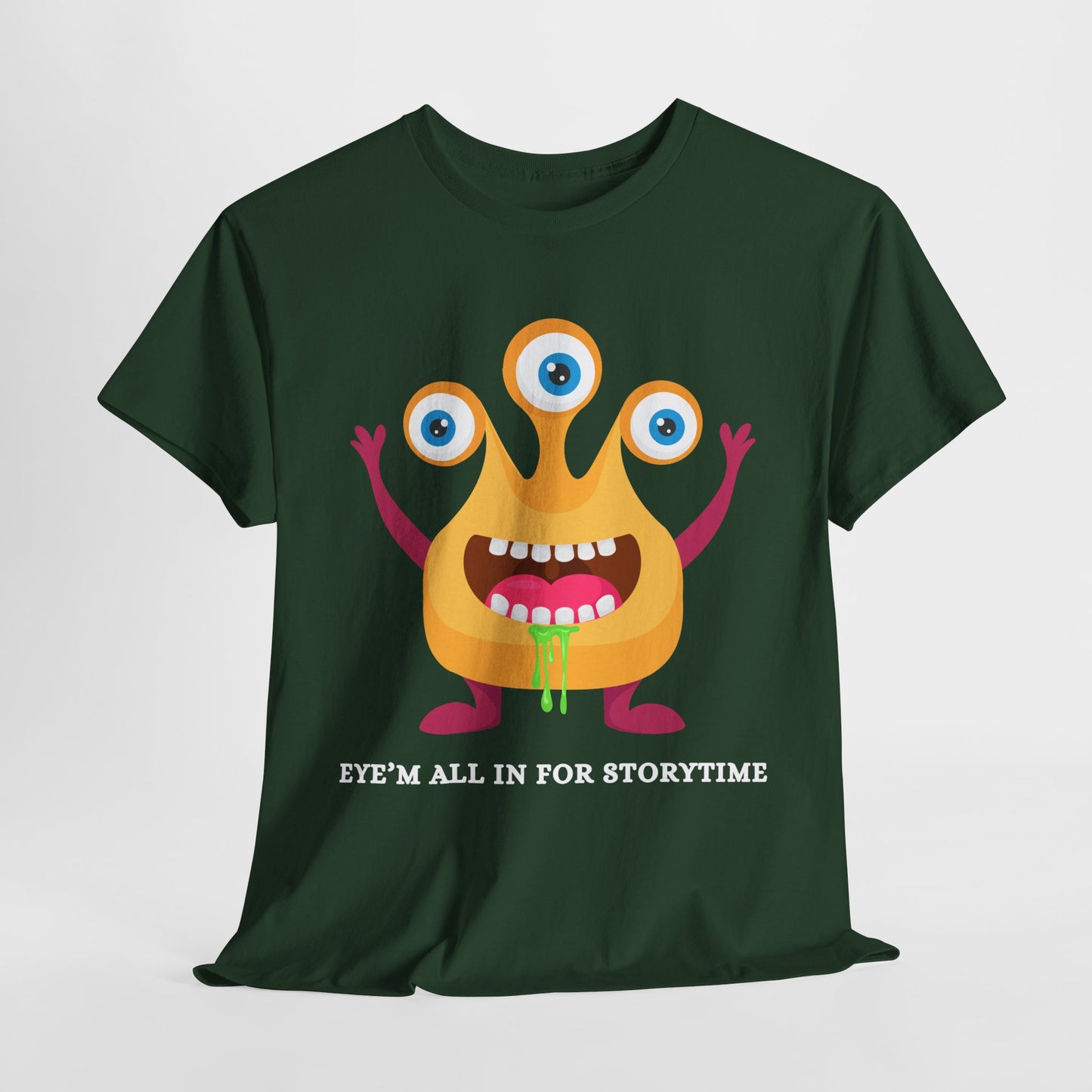 Teen/Adult Unisex Eye’m All In for Storytime – Funny Monster Book Tee
