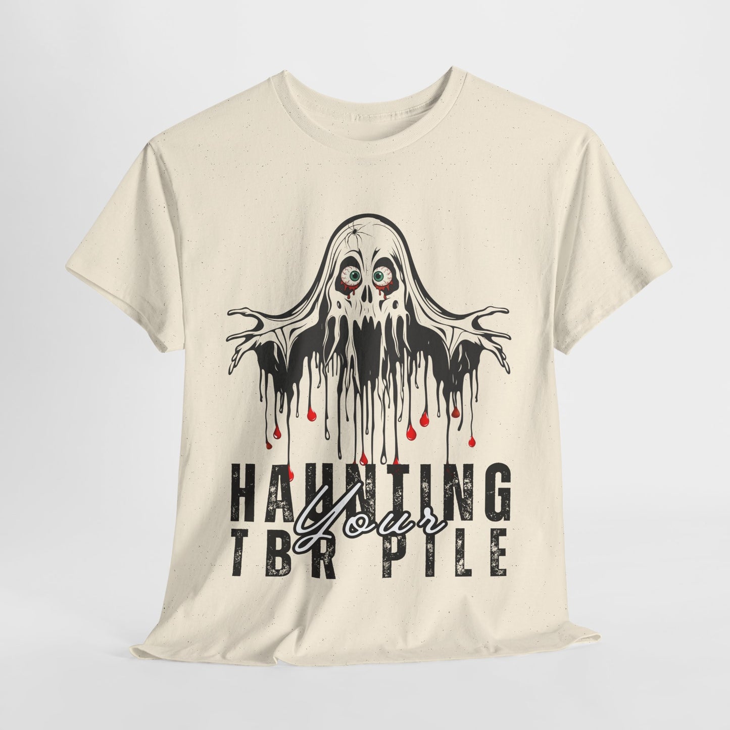 Teen/Adult Unisex Haunting Your TBR Pile T-Shirt β Horror Reader Graphic Tee
