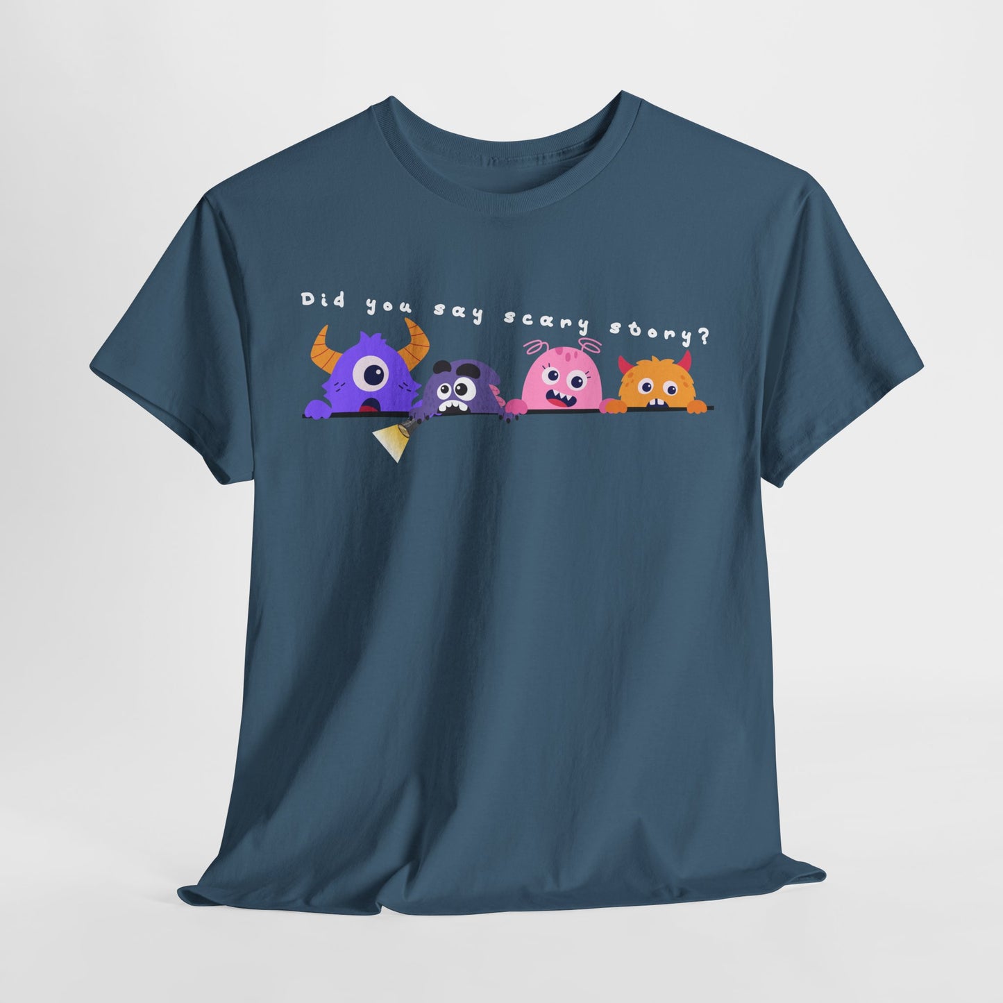 Teen/Adult Unisex “Did You Say Scary Story?” Tee – Creepy-Cute Read-Aloud Shirt for Bookworms & Storytellers