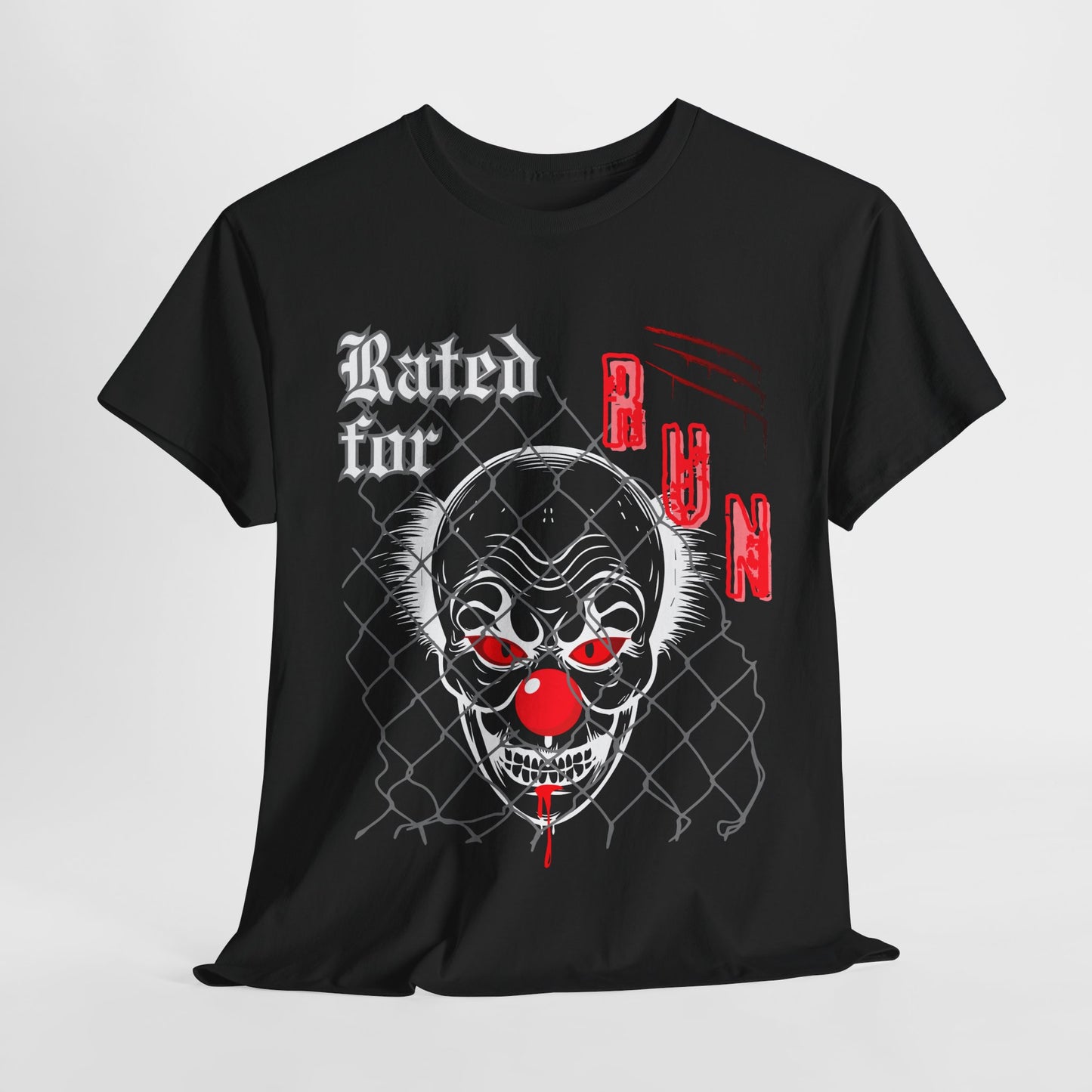 Teen/Adult Unisex Rated for Run T-Shirt – Creepy Clown Horror Graphic Tee