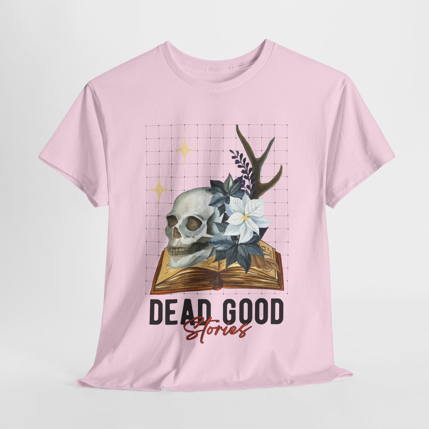 Teen/Adult Unisex Dead Good Stories T-Shirt β Skull & Book Horror Graphic Tee