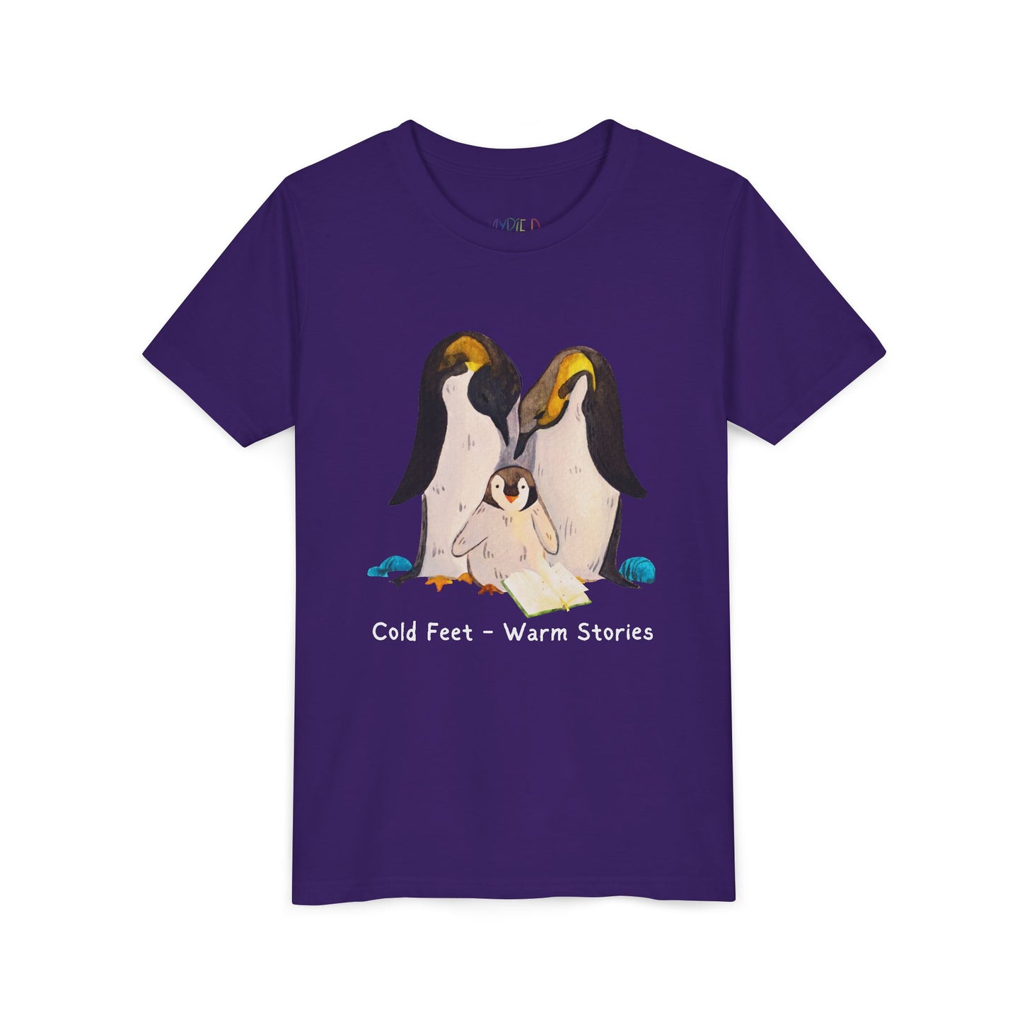 Youth Cold Feet β Warm Stories Tee β Cozy Penguin Shirt for Wintertime Readers
