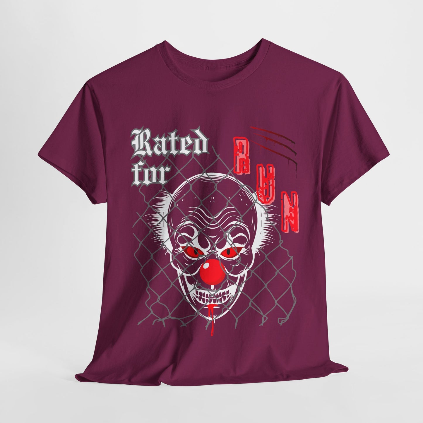 Teen/Adult Unisex Rated for Run T-Shirt – Creepy Clown Horror Graphic Tee