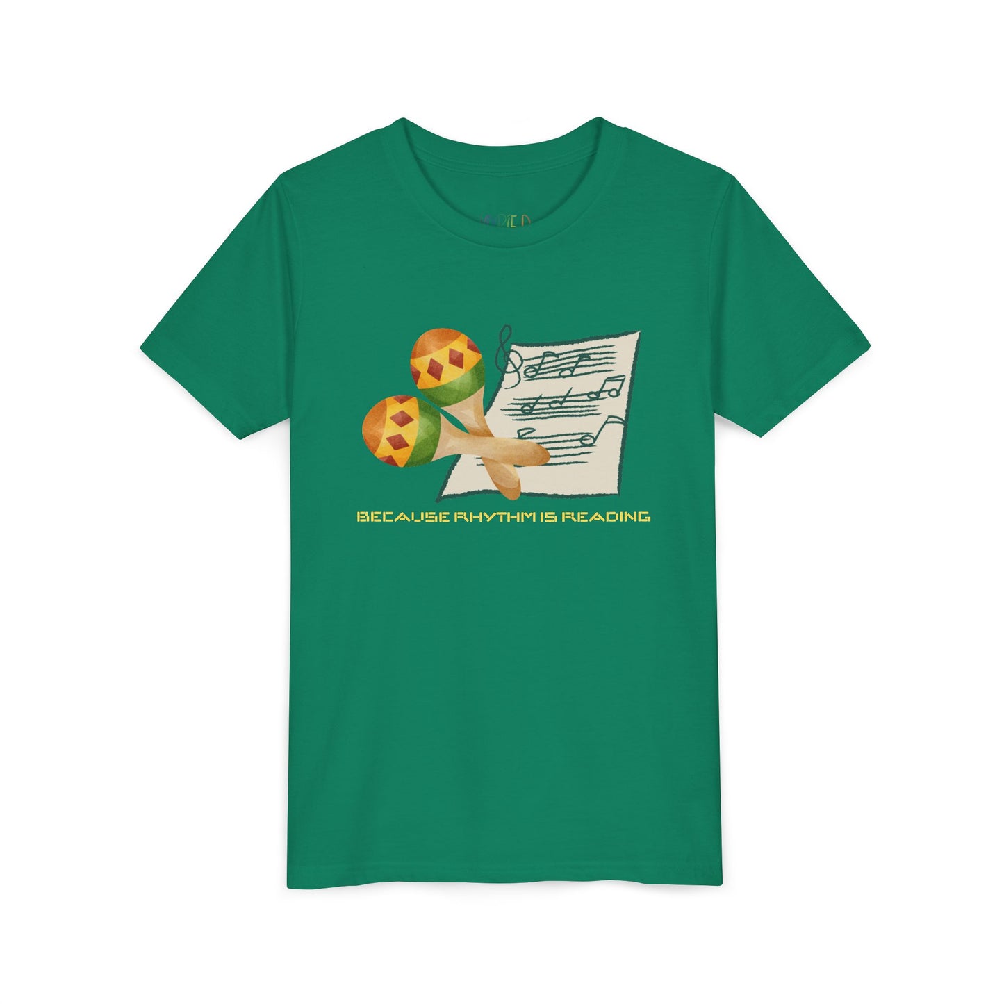 Youth Because Rhythm Is Reading Tee – Maracas Shirt for Kids Who Read Music Like a Book