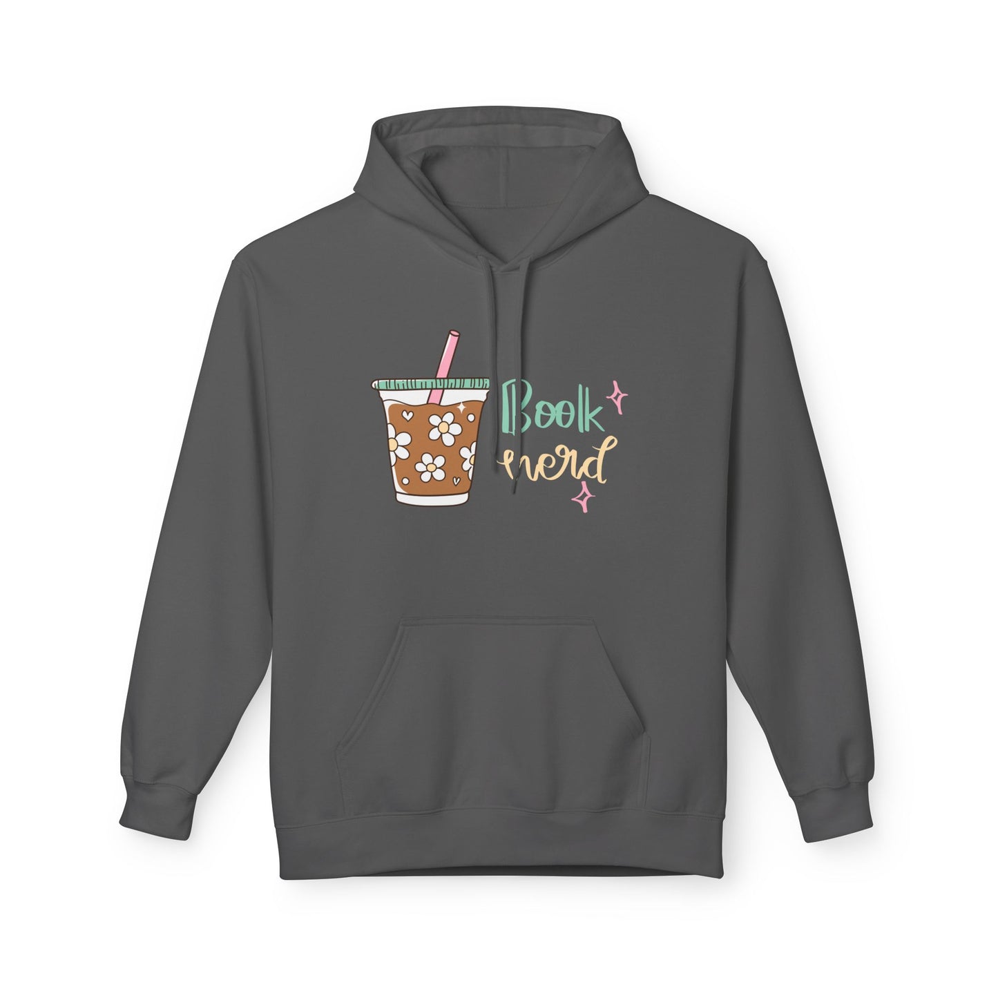 Teen/Adult Unisex Book Nerd Hoodie – Iced Coffee and Reading Vibes Design