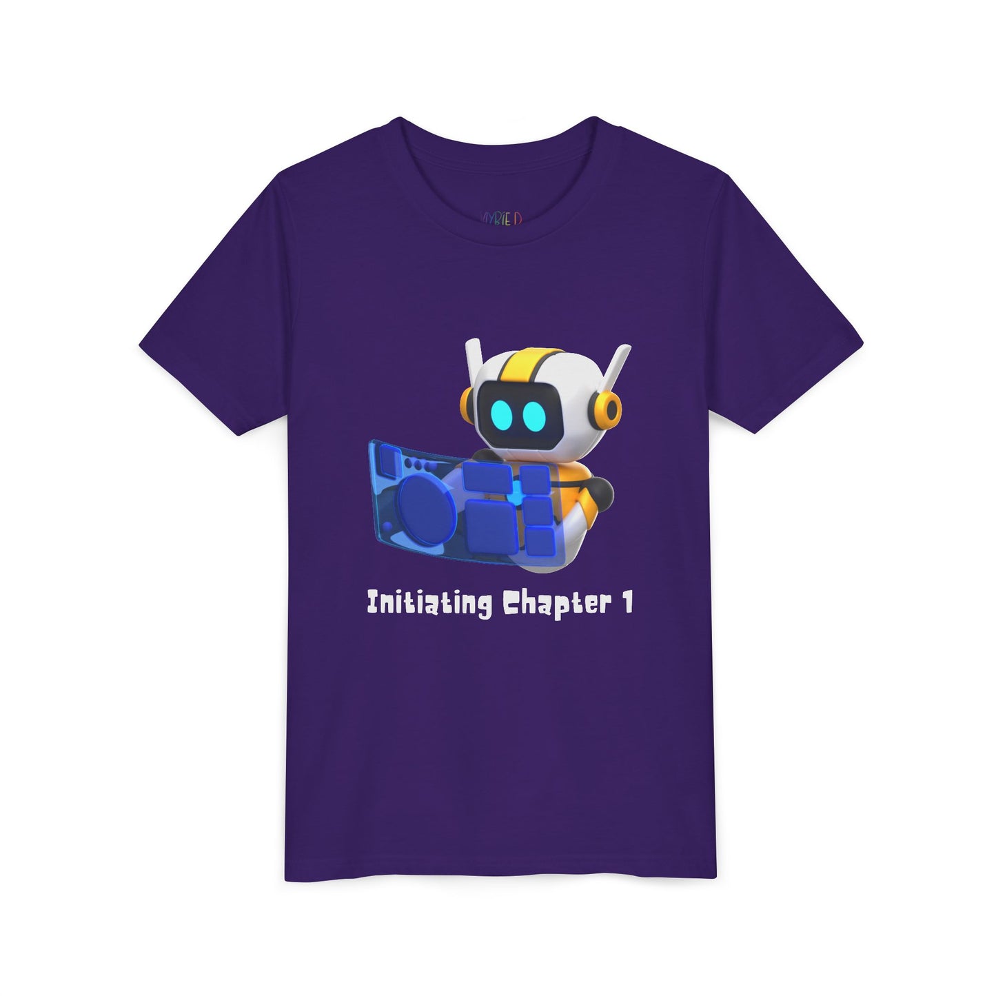 Youth Initiating Chapter 1 Tee – Robot Reading Adventure Shirt, A fun first chapter for future book lovers and digital dreamers alike.