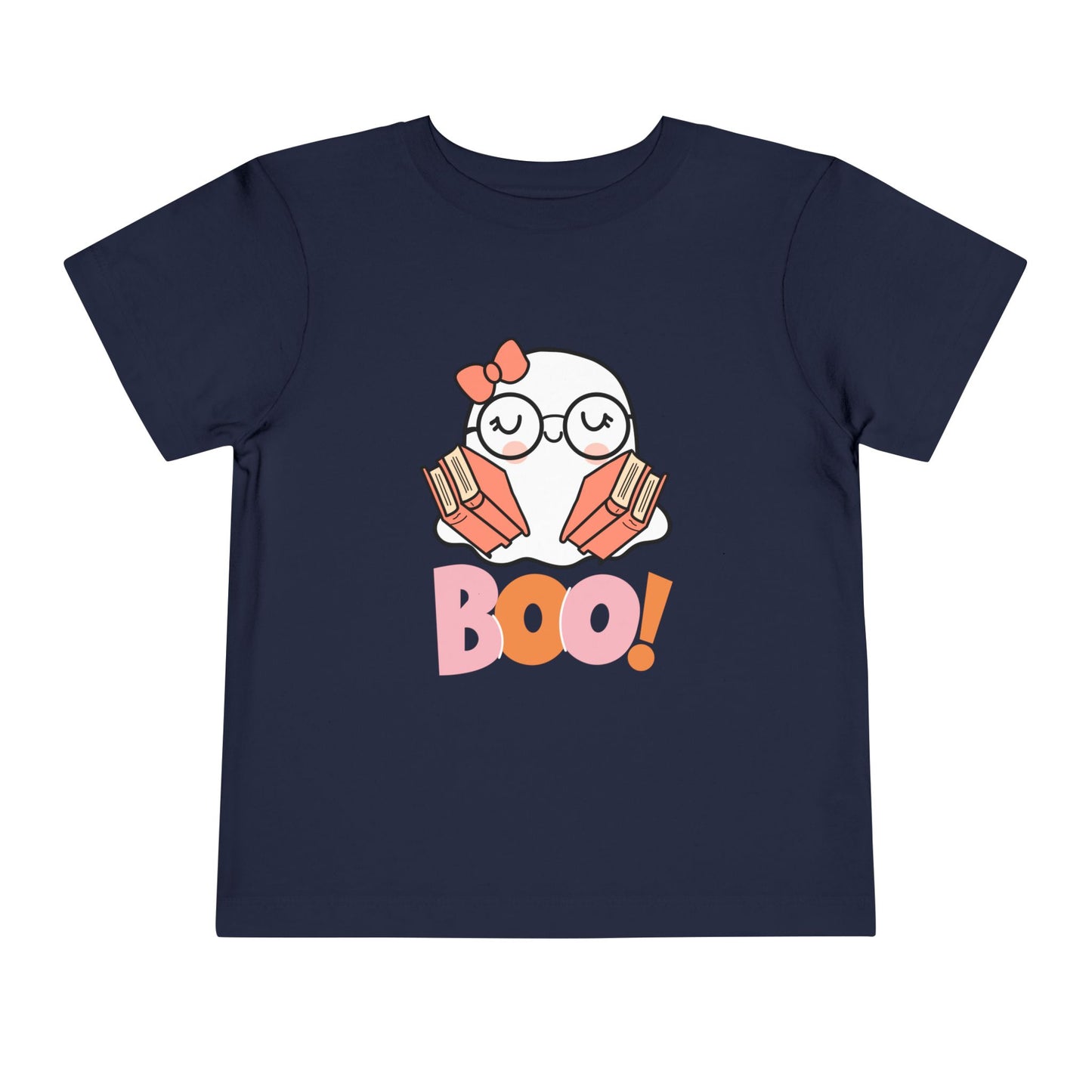 Toddler Halloween "Boo!" Ghost Reader Tee – Spooky Cute Bookish Shirt