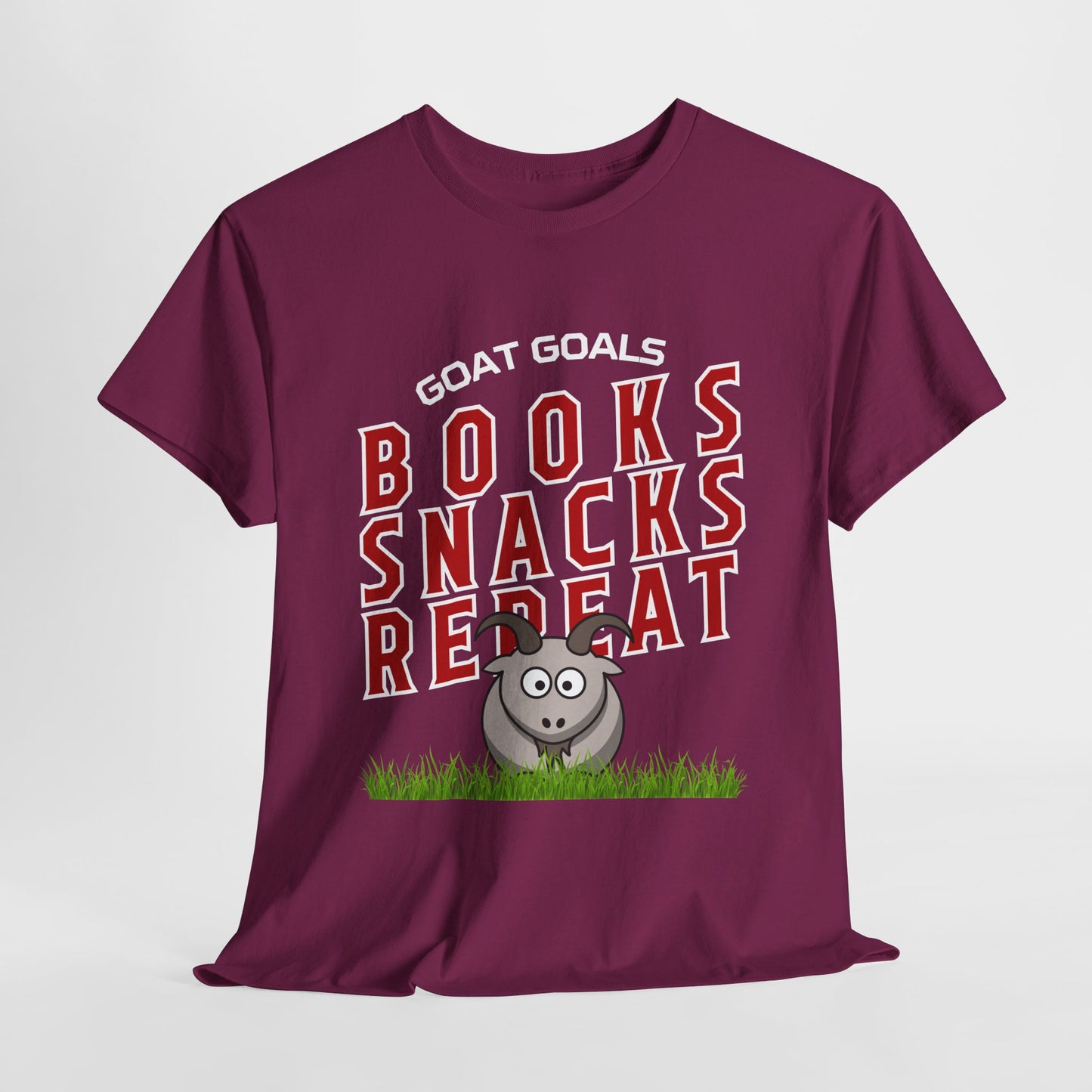Teen/Adult Unisex – Goat Goals Books Snacks Repeat Tee