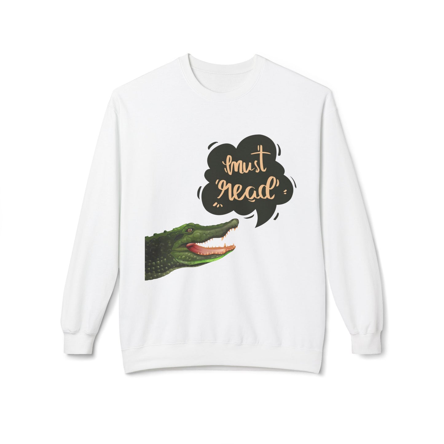 Teen/Adult Unisex Must Read Sweatshirt – Funny Crocodile Book Lover Crewneck