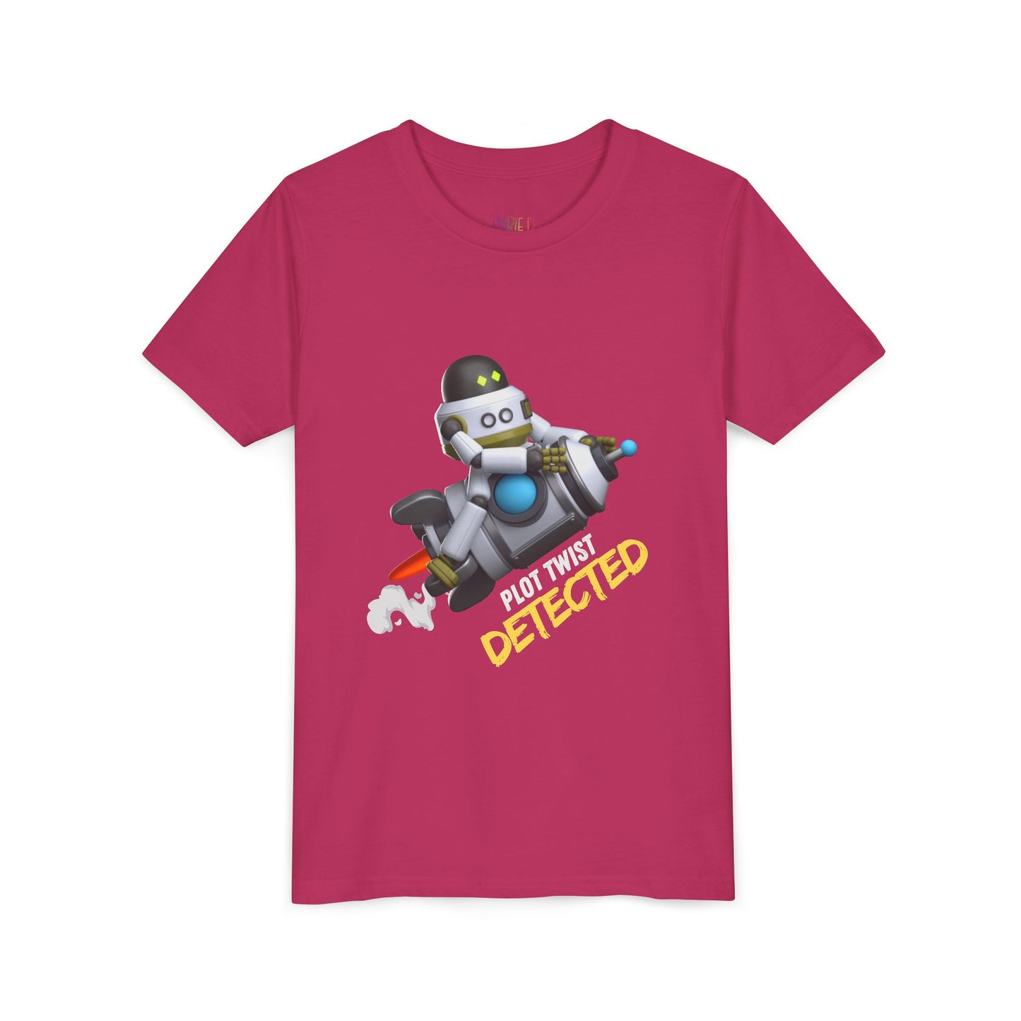 Youth Plot Twist Detected Tee β Rocket-Bot Shirt for Curious Readers For kids who zoom through stories and spot every twist!