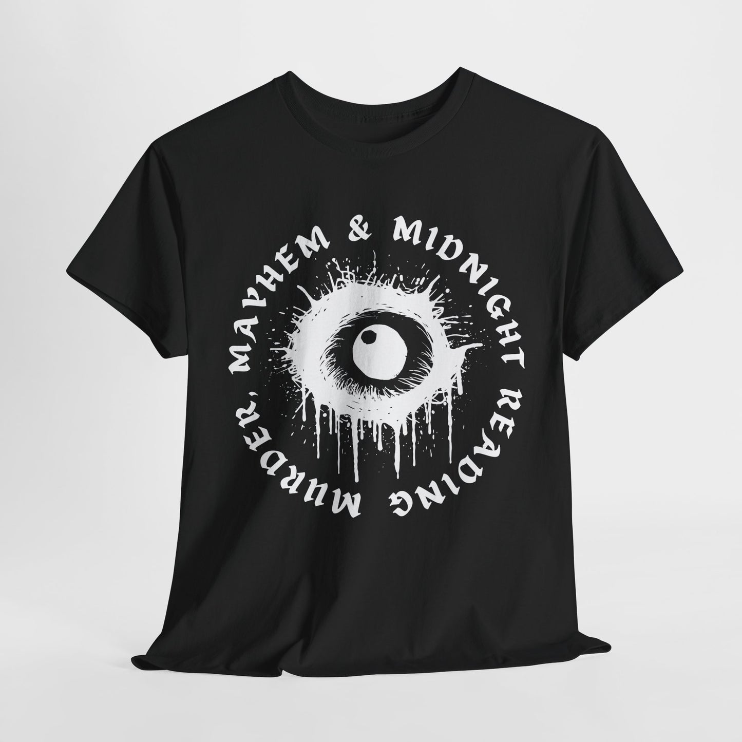 Teen/Adult Unisex Mayhem & Midnight Reading T-Shirt – Horror Eye Graphic Tee