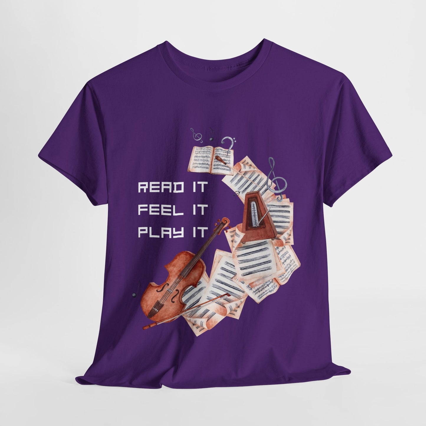 Teen/Adult Unisex Read It, Feel It, Play It Tee – A Symphony for Storytellers and Musicians