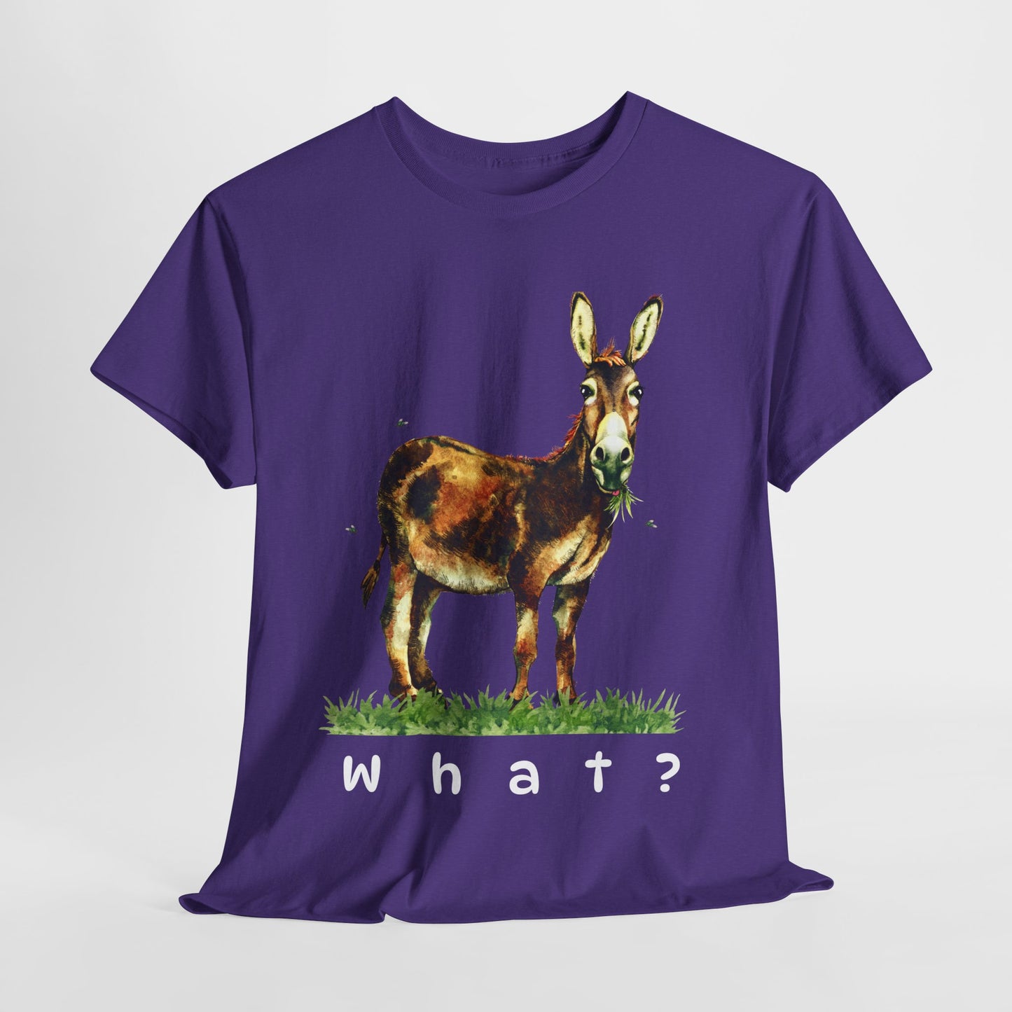 Teen/Adult Unisex What? Tee – Funny Animal Shirt for Sarcastic Souls & Grass-Focused Thinkers