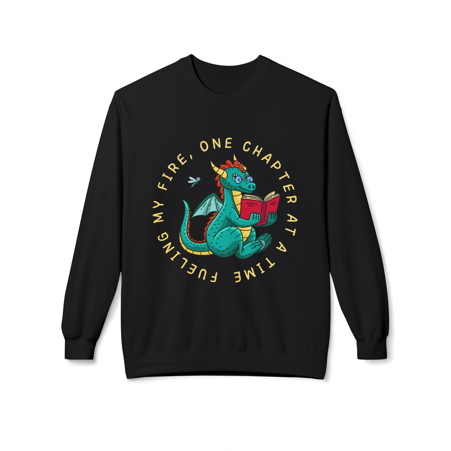 Teen/Adult Unisex Fueling My Fire Sweatshirt β Dragon Reading One Chapter at a Time