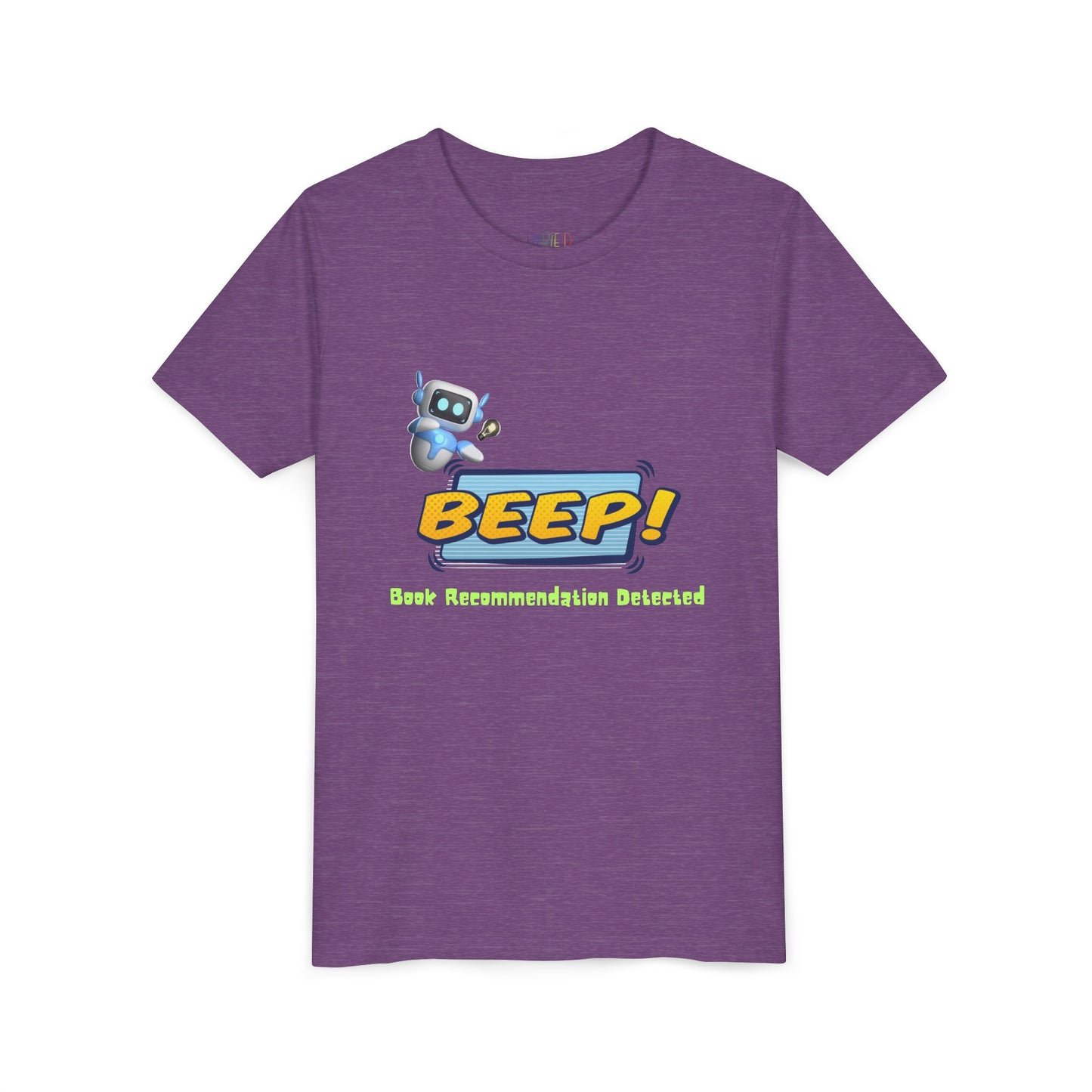 Youth BEEP! Tee – Book Recommendation Detected, Robot-Approved Reads, Perfect for young readers with high-tech taste and top-tier book picks.