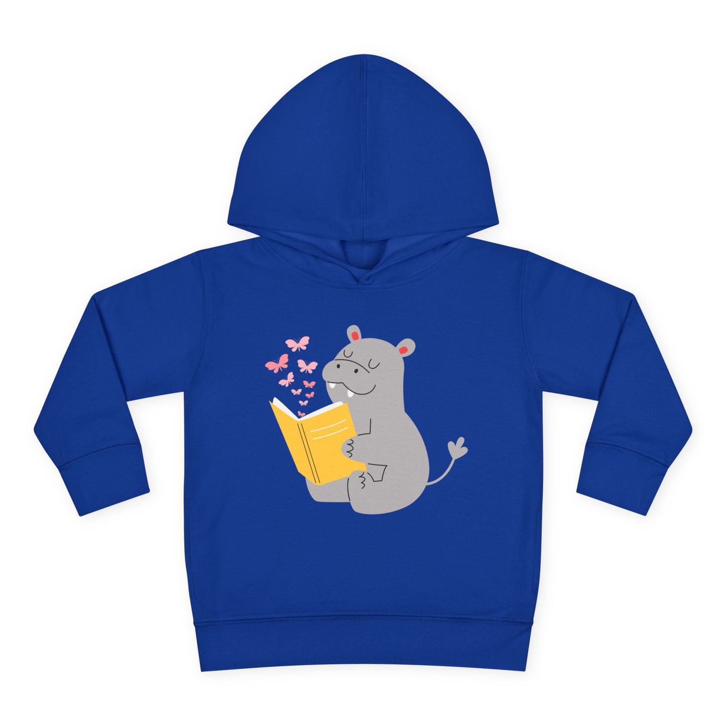 Toddler Happy Hippo Reading Hoodie β Butterfly Book Design