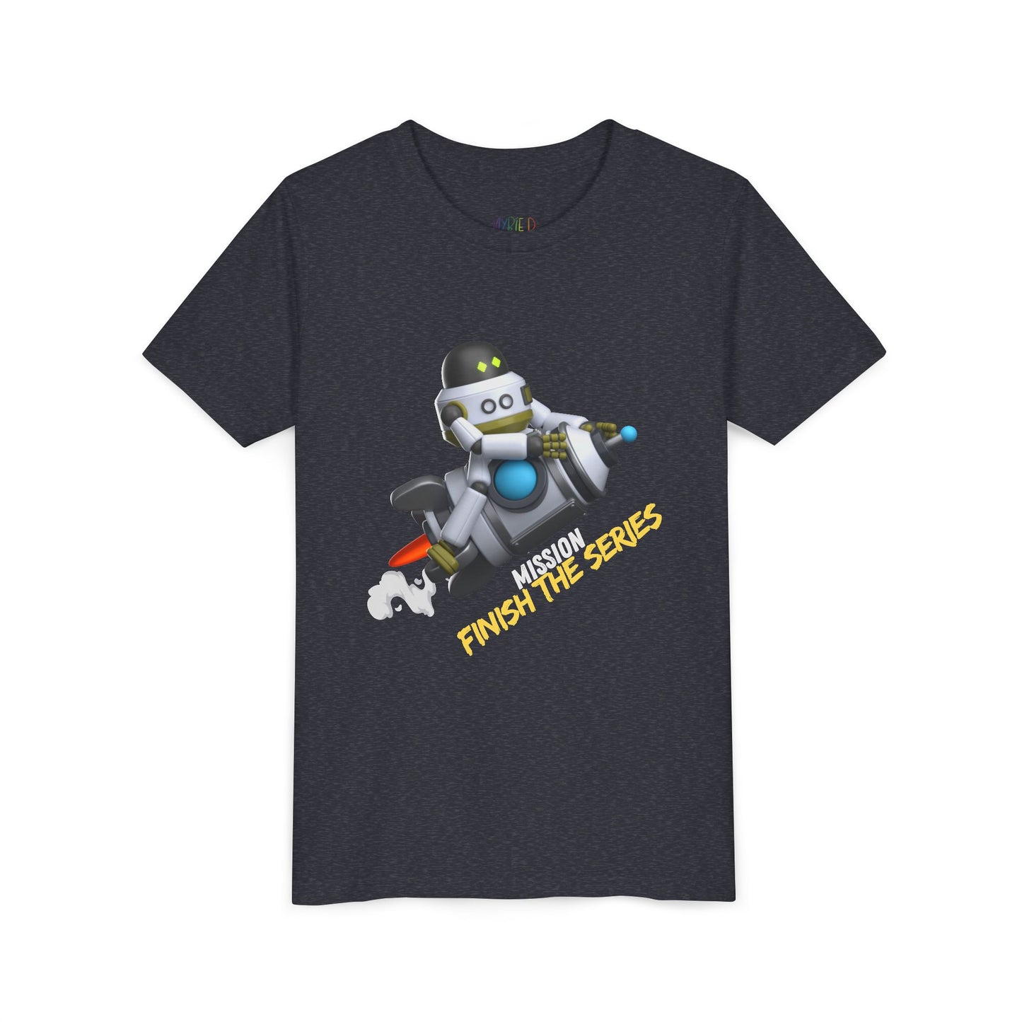Youth Mission: Finish the Series Tee – Rocket-Bot Gear for Young Book Bingers, Blast through every chapter with determination and style!