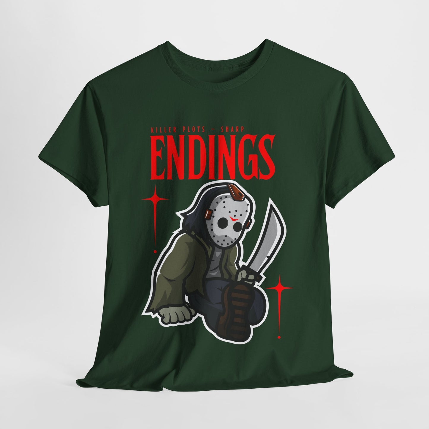 Teen/Adult Unisex Killer Plots, Sharp Endings T-Shirt – Horror Slasher Graphic Tee