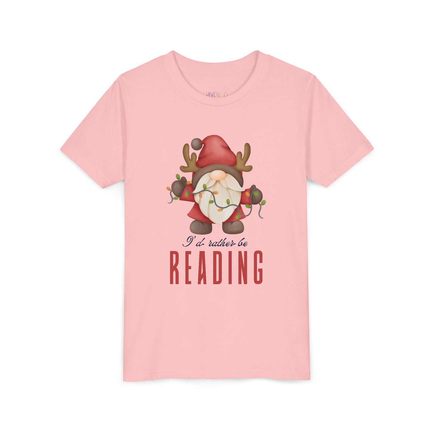 Youth I’d Rather Be Reading T-Shirt – Holiday Gnome Design Printify