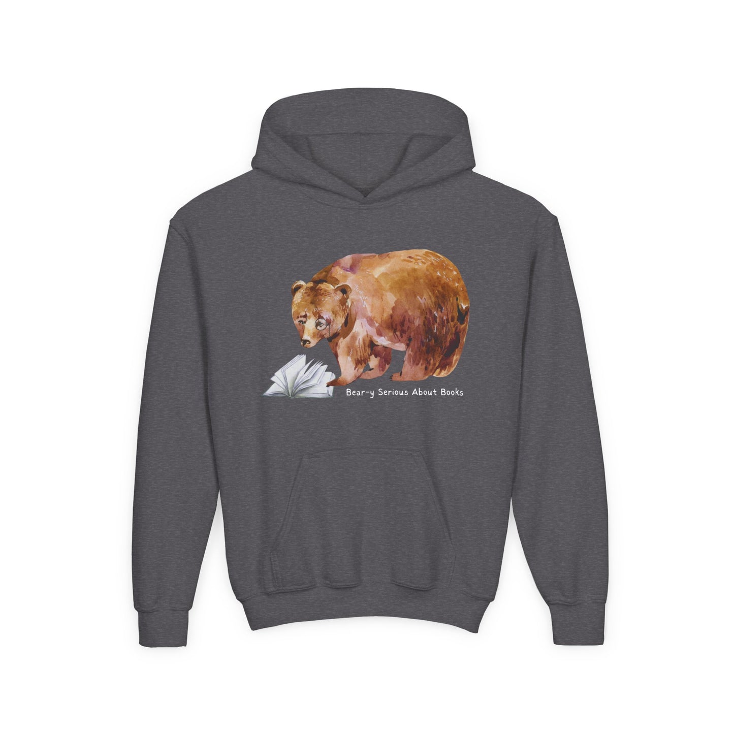 Youth Beary Serious About Books Hoodie – Cozy Style for Avid Readers