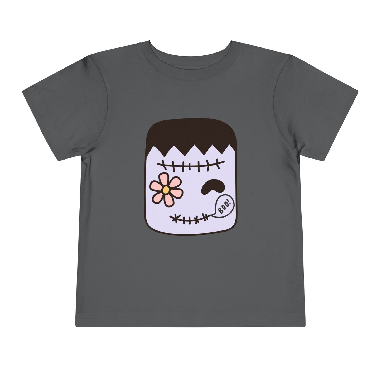 Toddler T-Shirt – Cute Boo Frankenstein Design, Halloween Toddler Tee