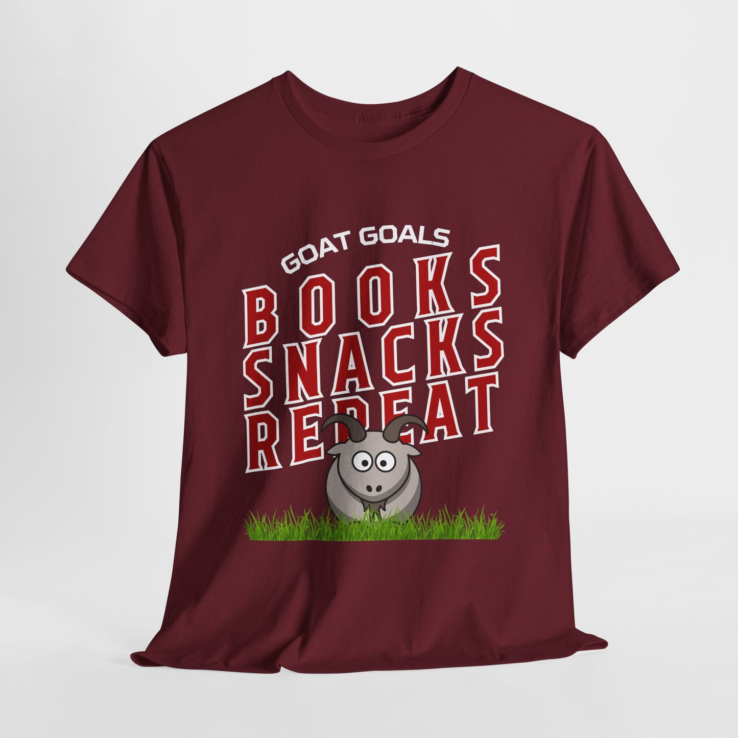 Teen/Adult Unisex – Goat Goals Books Snacks Repeat Tee