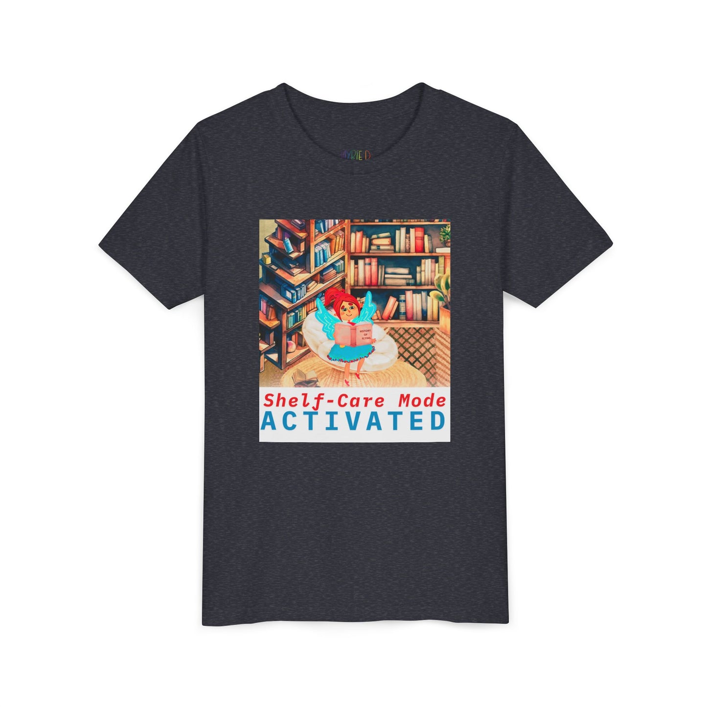 Youth Shelf-Care Mode Activated Youth Tee – Recharge with a Good Book