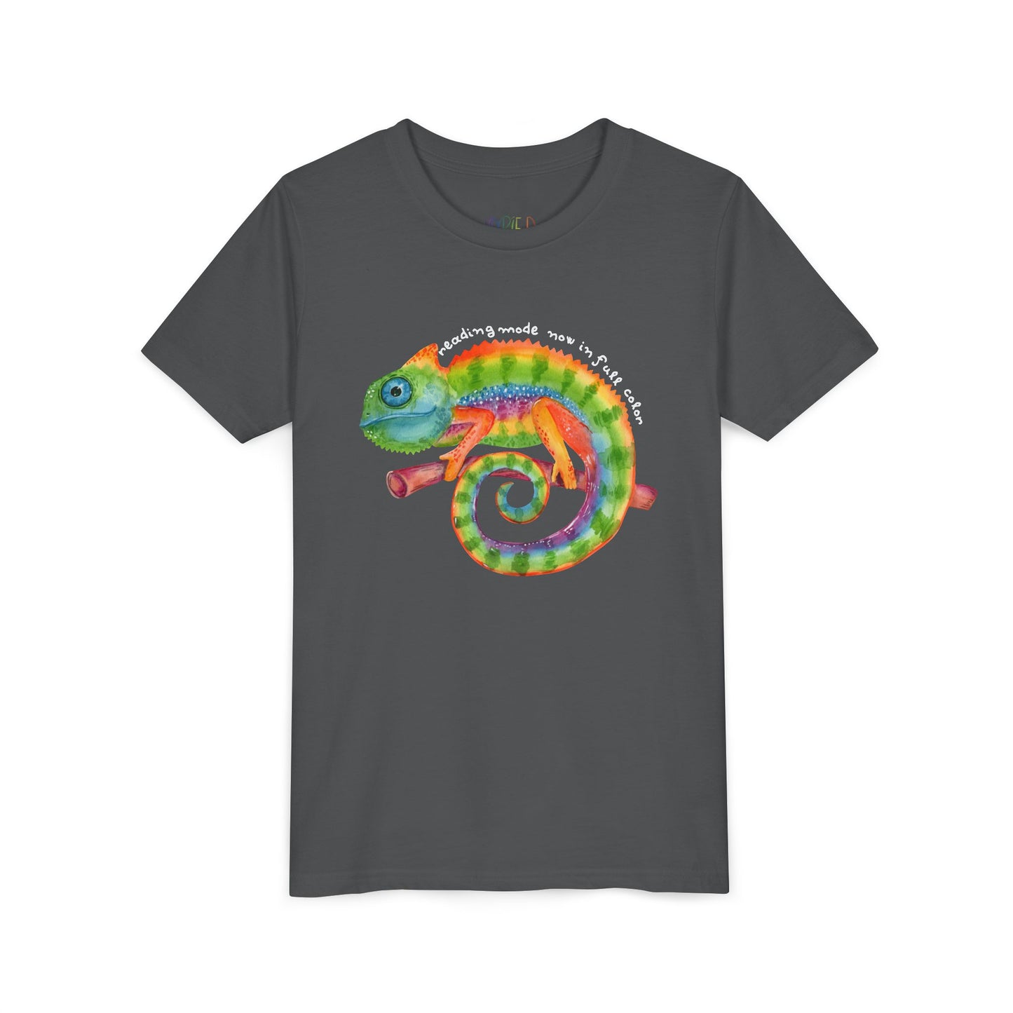 Youth Reading Mode: Now in Full Color Tee – Colorful Chameleon Shirt for Curious Kids