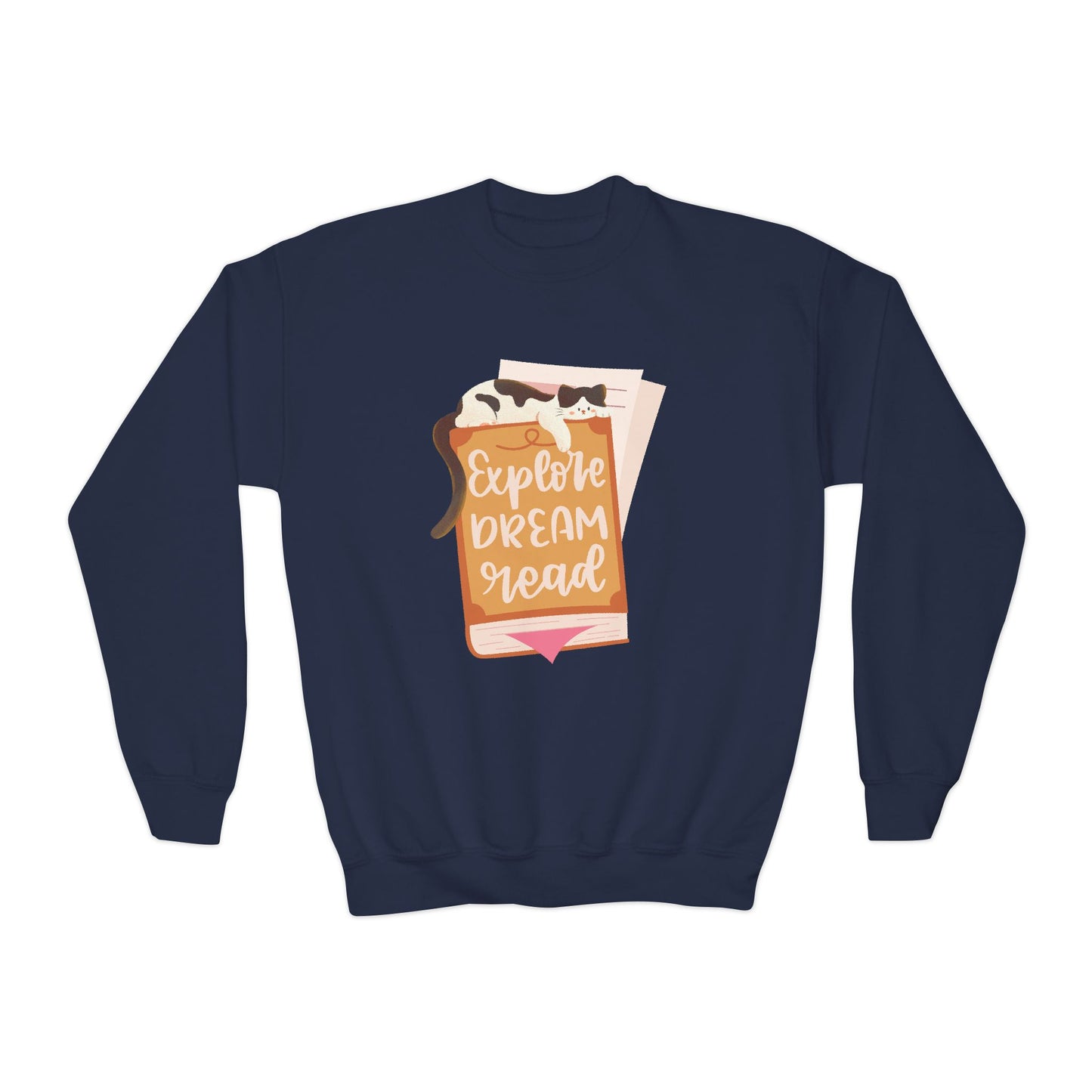 Youth Explore Dream Read Sweatshirt β Cozy Cat Adventures Await