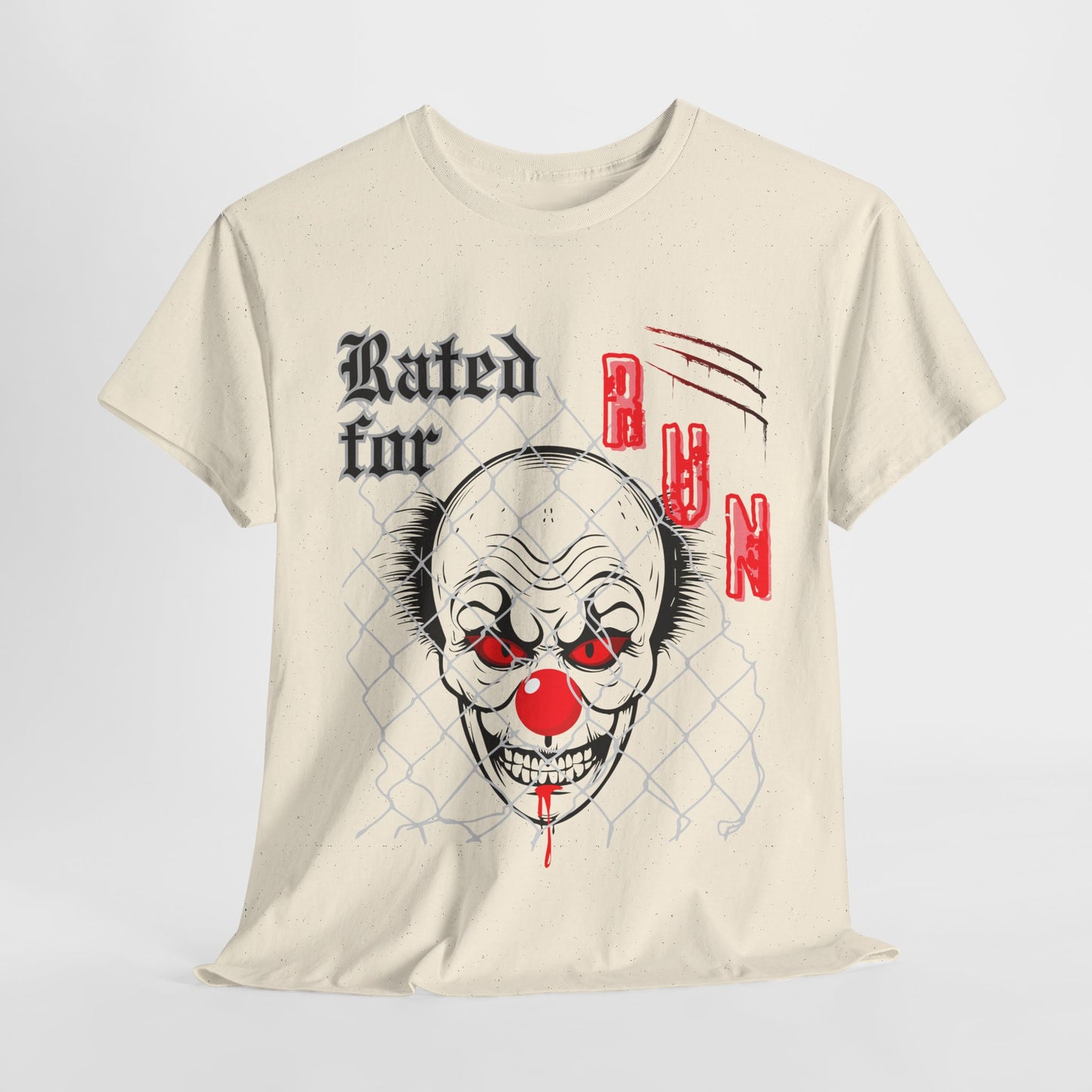Teen/Adult Unisex Rated for Run T-Shirt – Creepy Clown Horror Graphic Tee