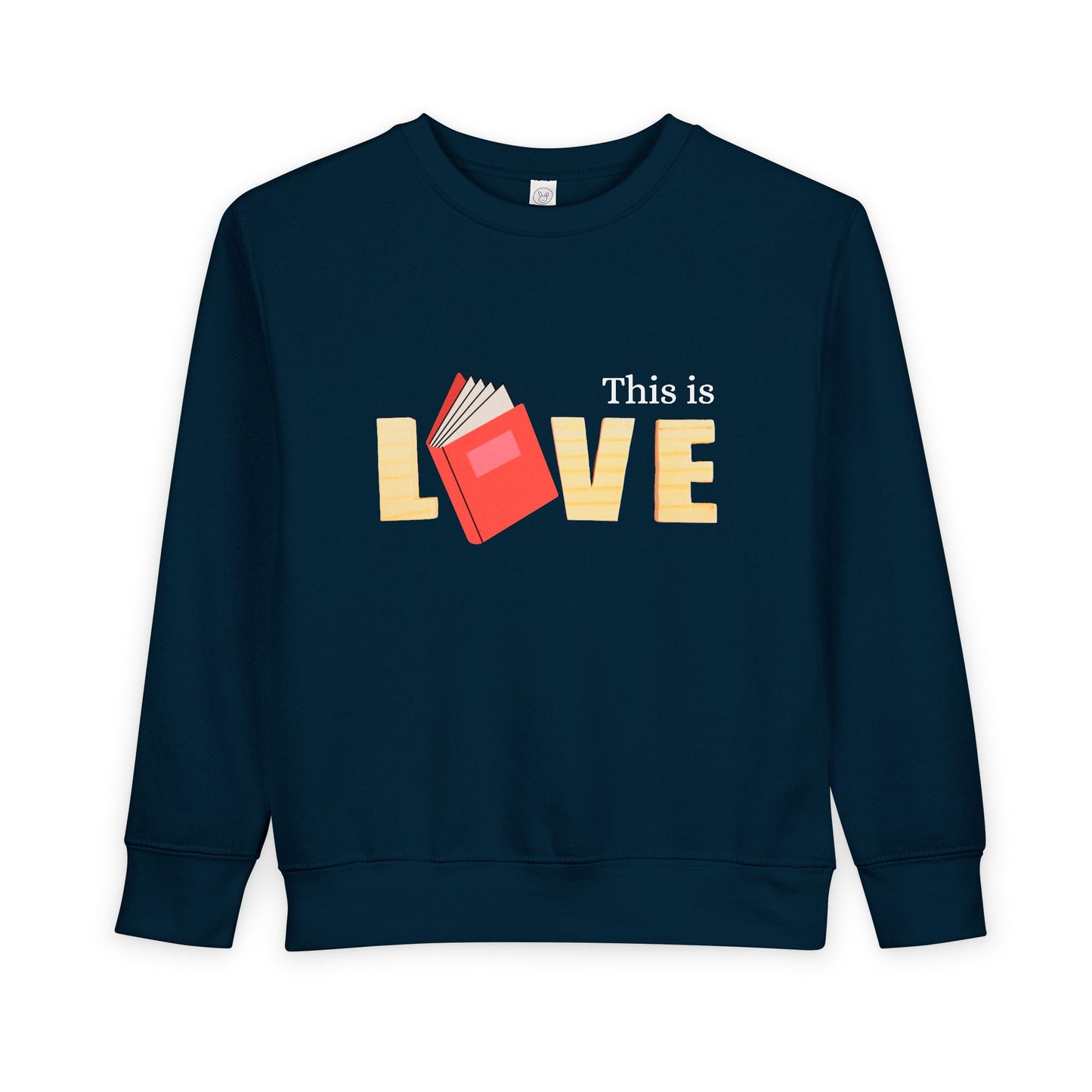 Toddler This Is Love Sweatshirt – Book Lover Reading Heart Crewneck for Kids