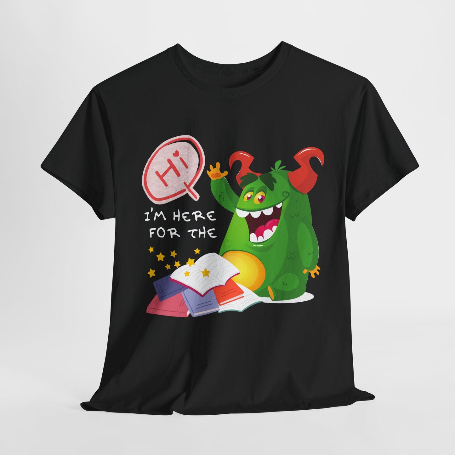 Teen/Adult Unisex “I’m Here for the Storytime” Tee – Cute Bookish Shirt for Fun-Loving Readers & Librarians