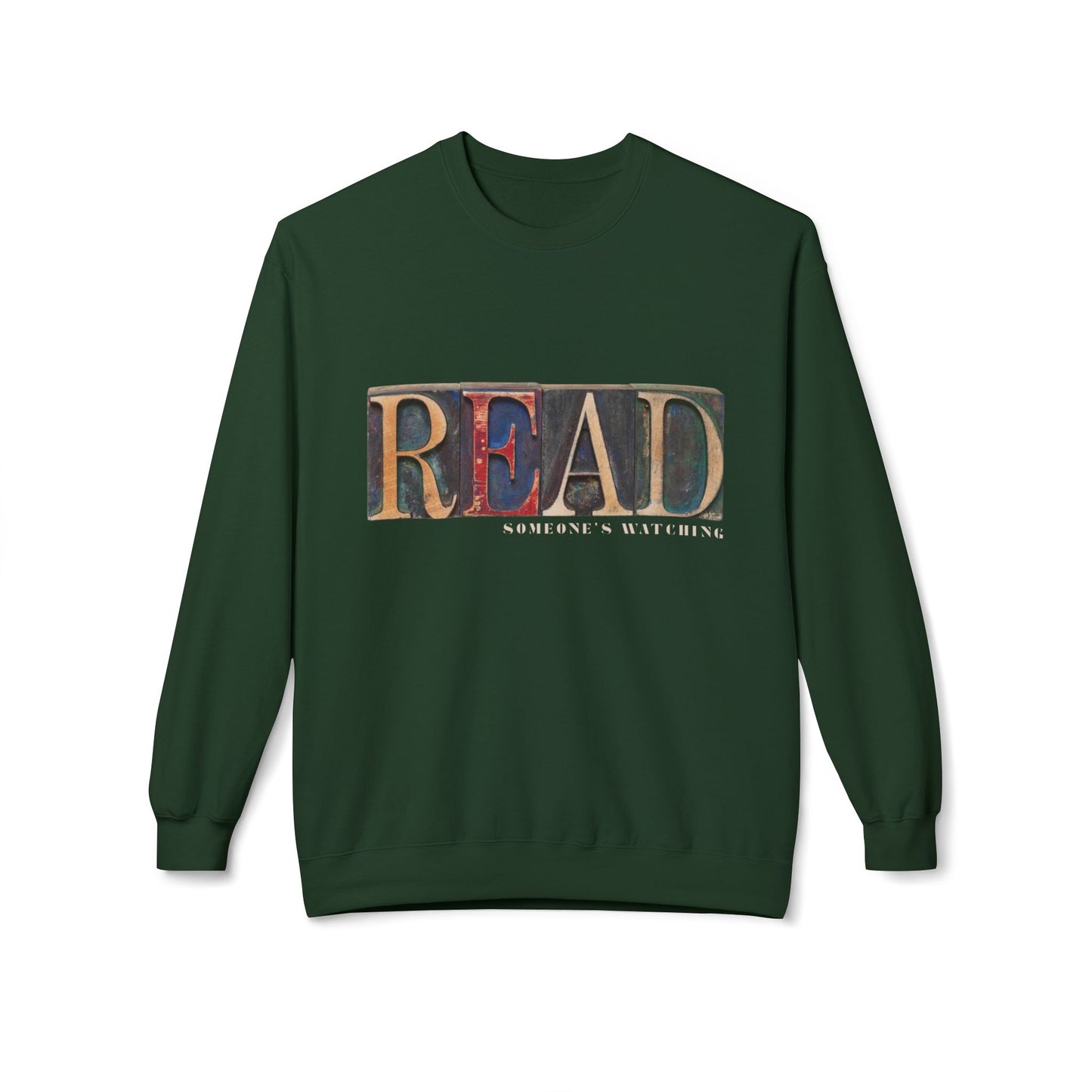 Teen/Adult Unisex READ… Someone’s Watching Sweatshirt – Mysterious Vintage-Style Book Lover Apparel