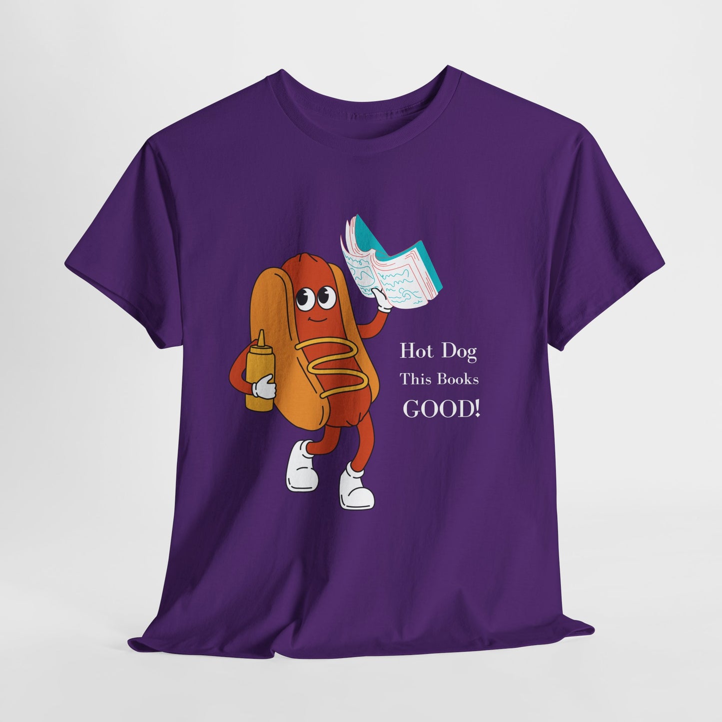 Teen/Adult Unisex Hot Dog, This Book’s GOOD! Tee – Punny Apparel for Hungry Readers