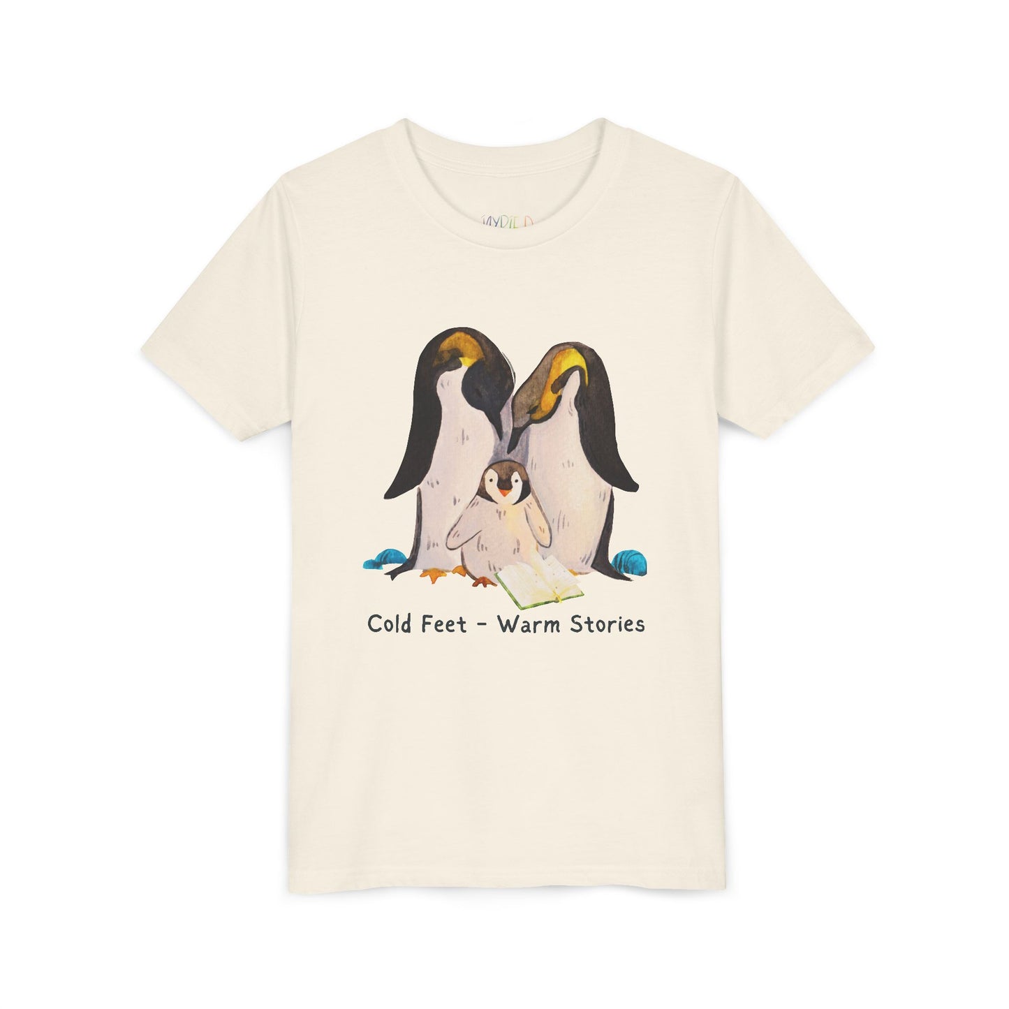 Youth Cold Feet β Warm Stories Tee β Cozy Penguin Shirt for Wintertime Readers