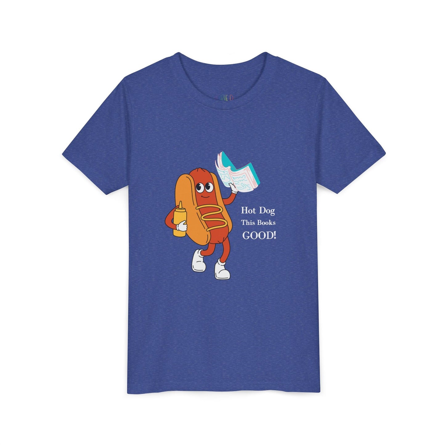 Youth Hot Dog This Book’s Good! Tee – Punny Apparel for Book-Loving Kids, A perfect pick for readers with a sense of humor (and a love for snacks)! Printify