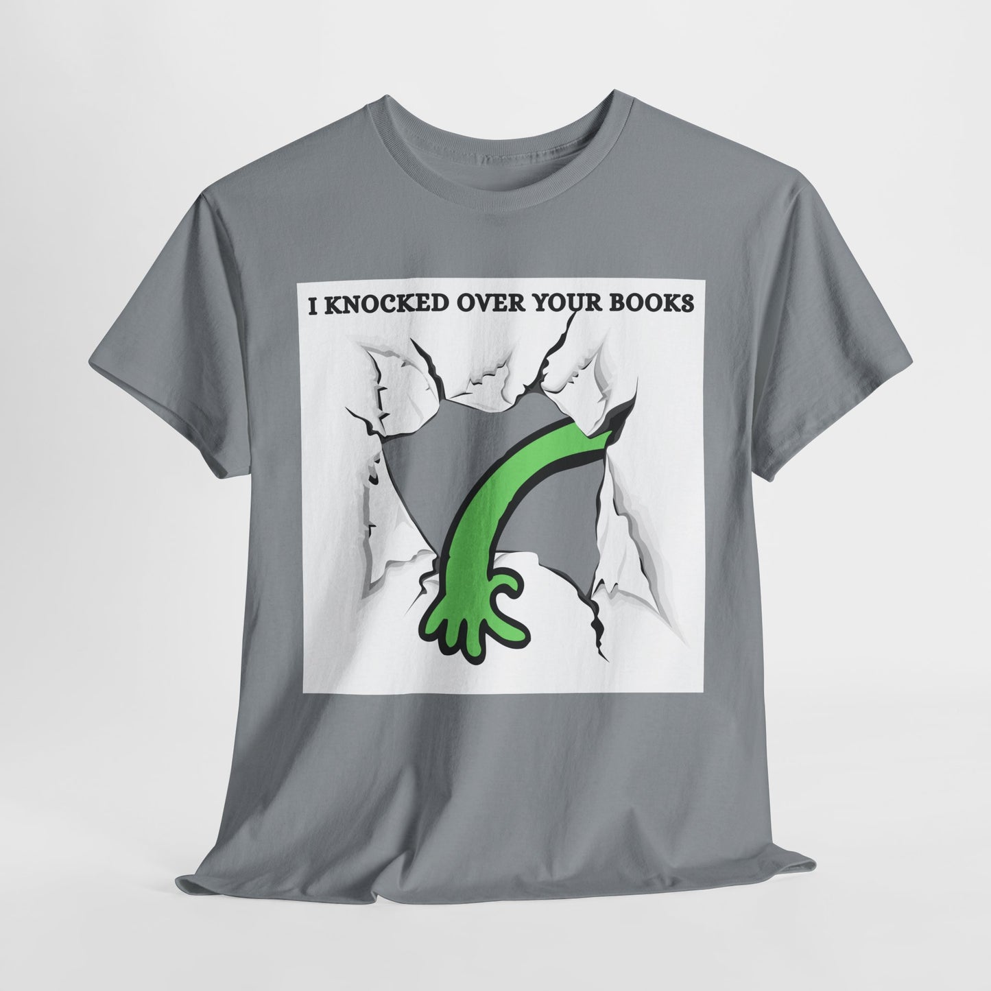 Teen/Adult Unisex Oops! Alien Mayhem Tee – Bookstack Toppler Extraordinaire