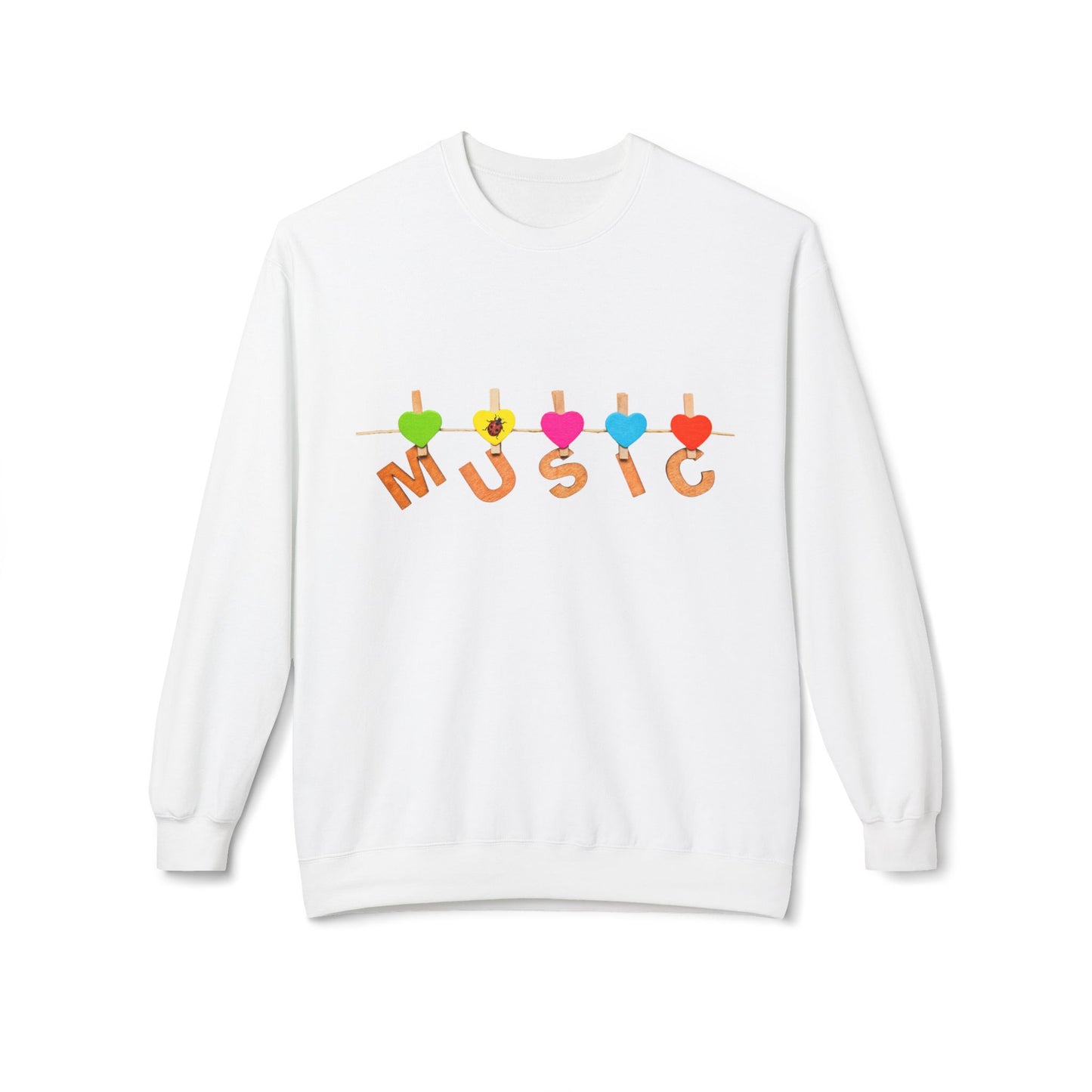 Teen/Adult Unisex Music Sweatshirt β Colorful Heartstring Design for Musicians and Music Lovers