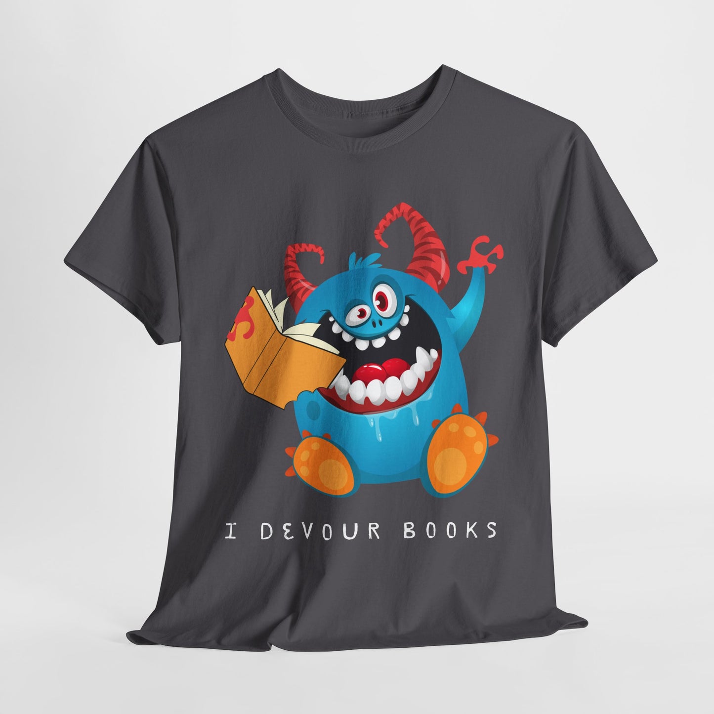 Teen/Adult Unisex “I Devour Books” Tee – Funny Gift for Voracious Readers & Lit Lovers