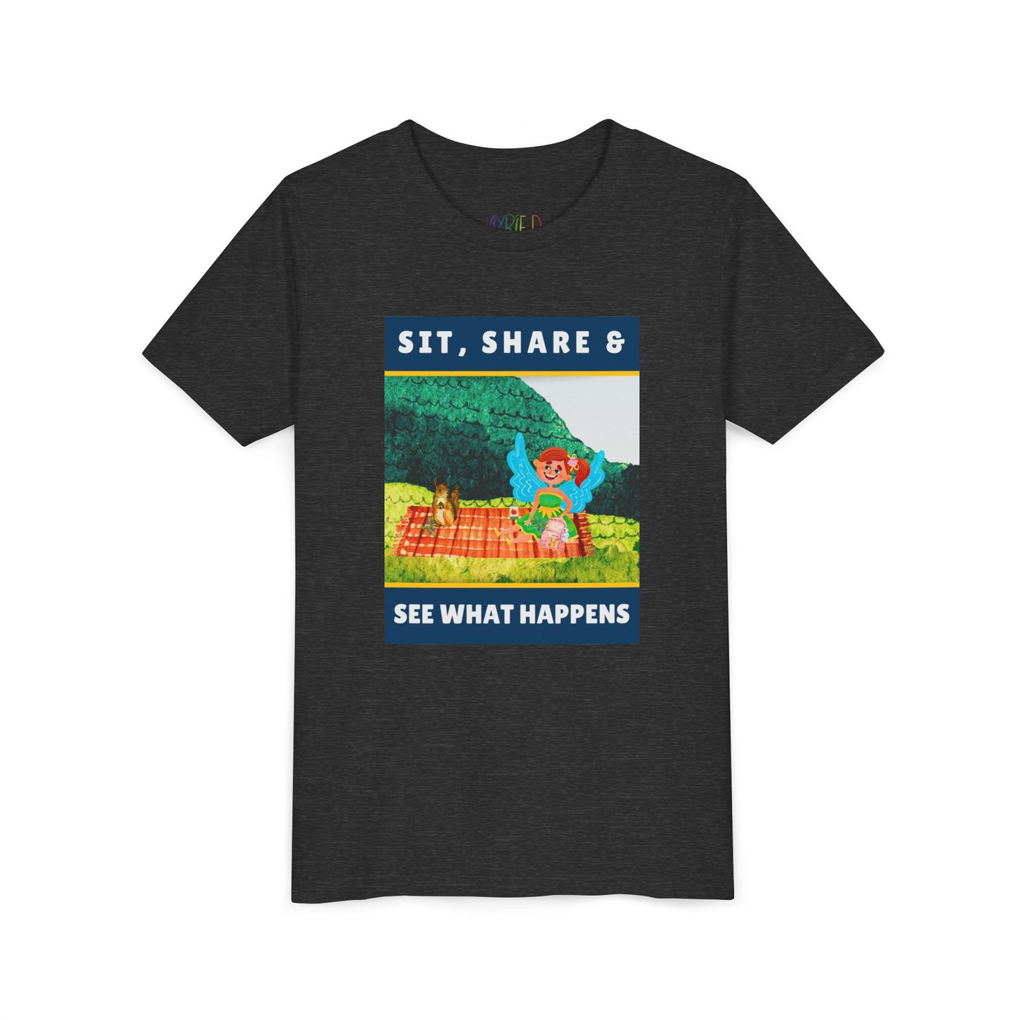 Youth Sit, Share & See What Happens Tee β Wholesome T-Shirt for Kind-Hearted Kids, Nature Lovers & Budding Friends