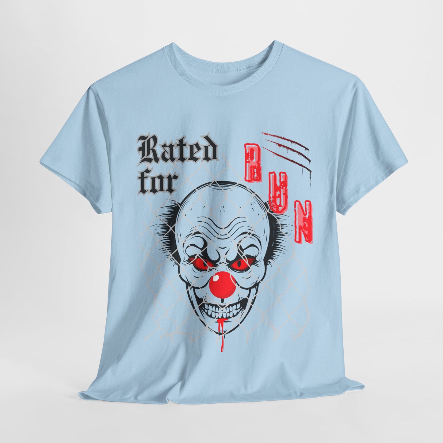 Teen/Adult Unisex Rated for Run T-Shirt – Creepy Clown Horror Graphic Tee