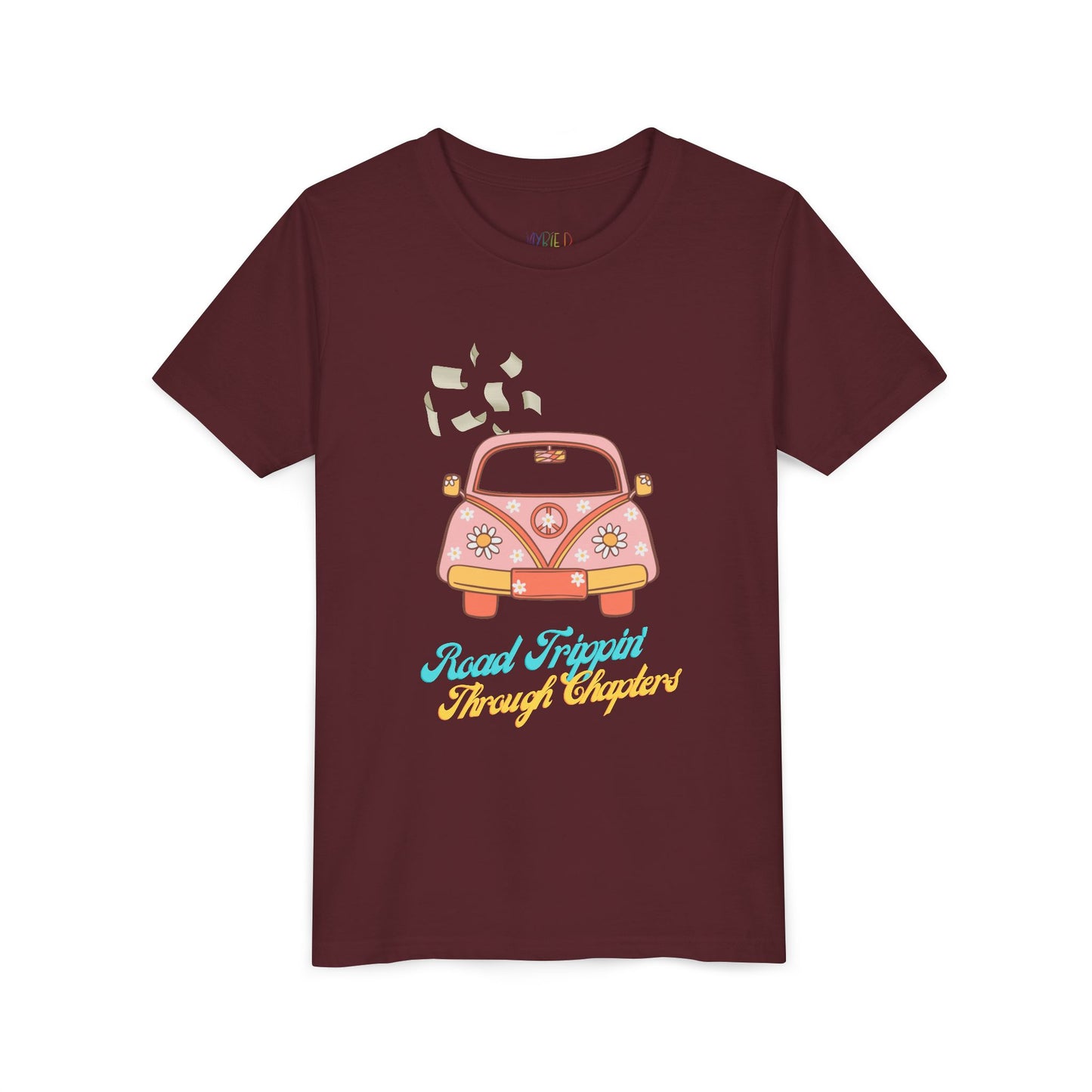 Youth Road Trippin' Through Chapters Tee β For Book-Loving Adventurers, Perfect for young readers with wanderlust and wild imaginations!